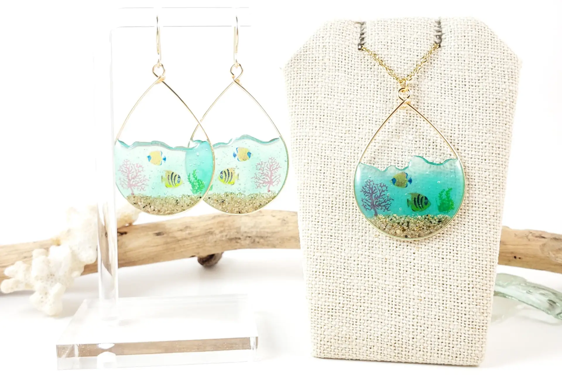 Under the sea earrings and necklace