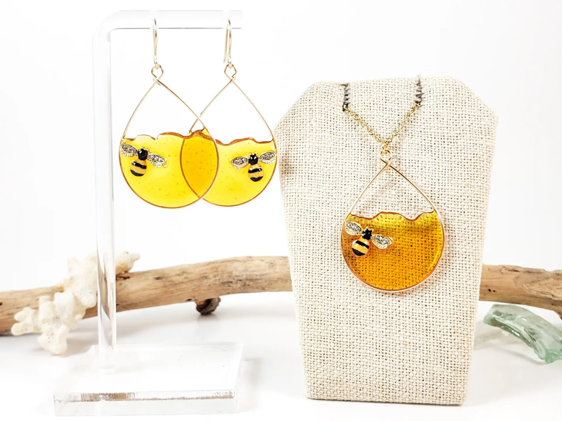Honeybee earrings and necklace