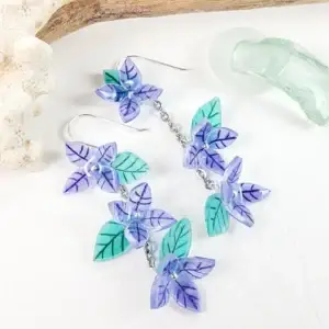 Purple flower lei earrings