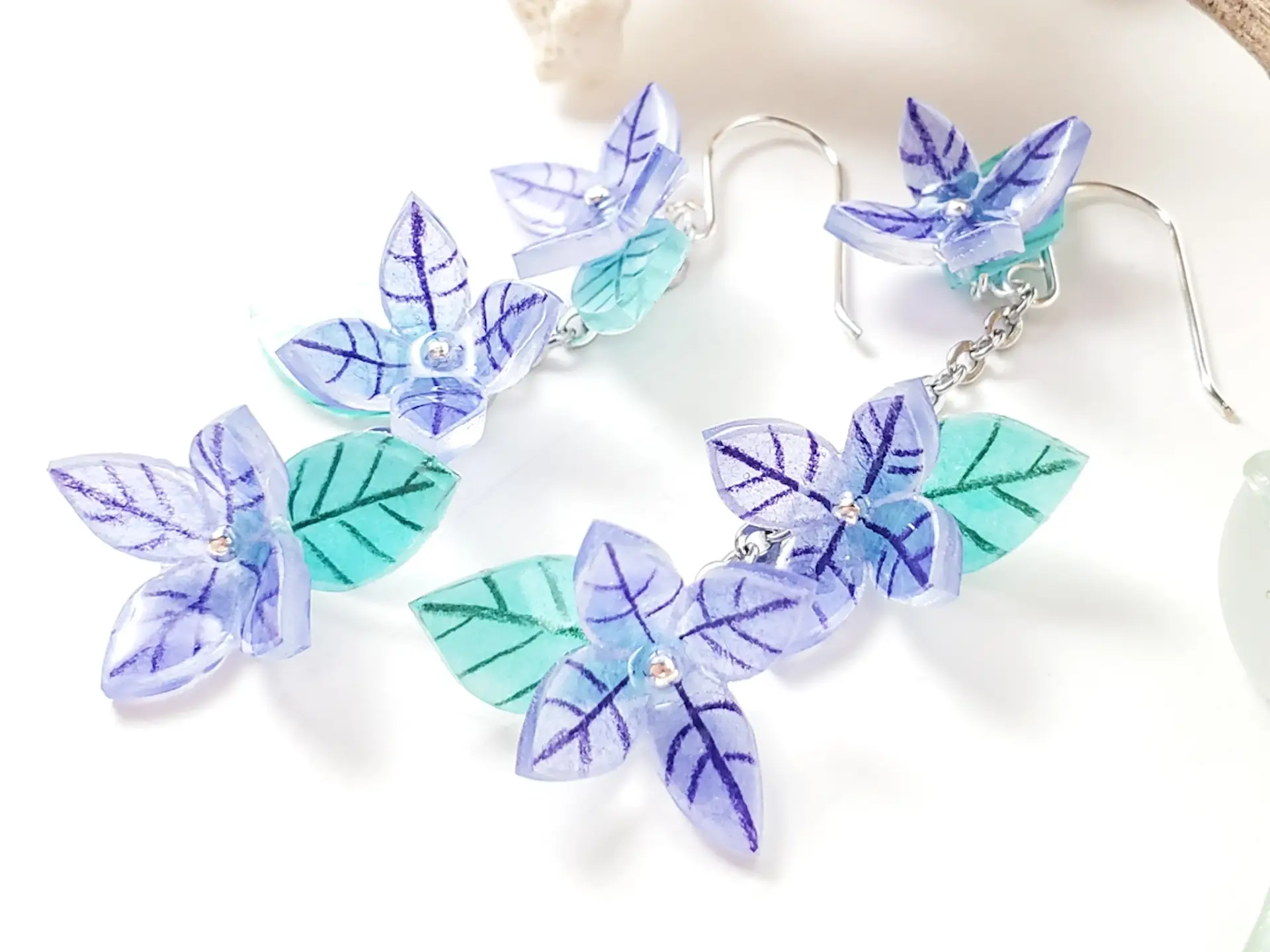 Purple flower lei earrings - Image 3