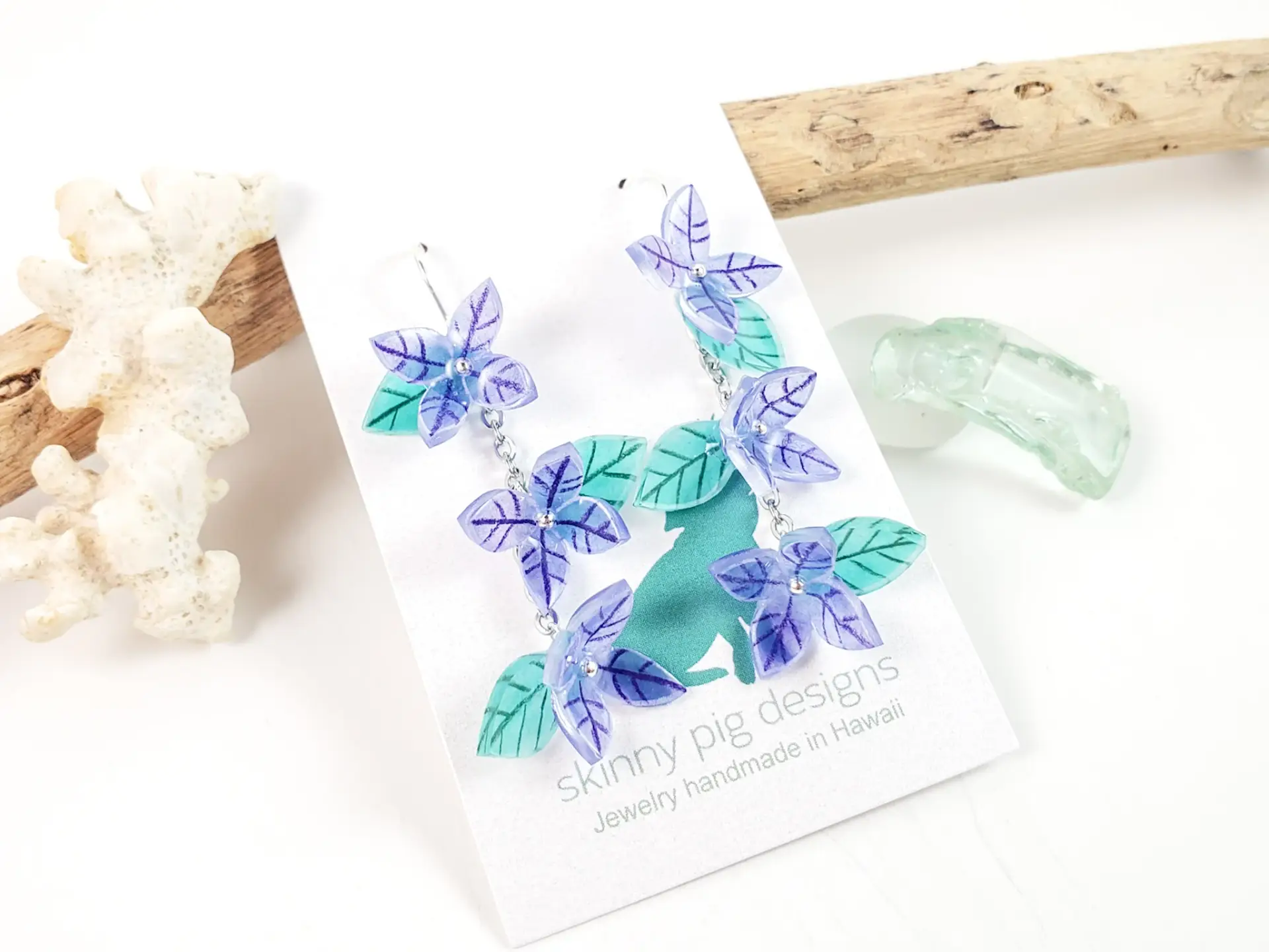 Purple flower lei earrings - Image 4