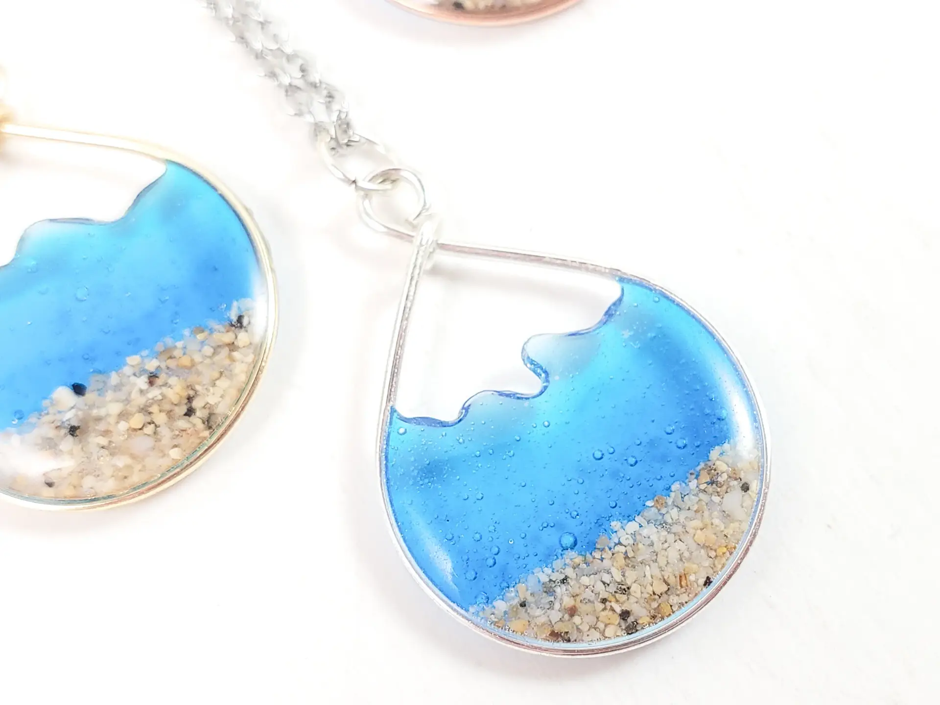 Marine blue water sand teardrop earrings and necklace-small size - Image 4