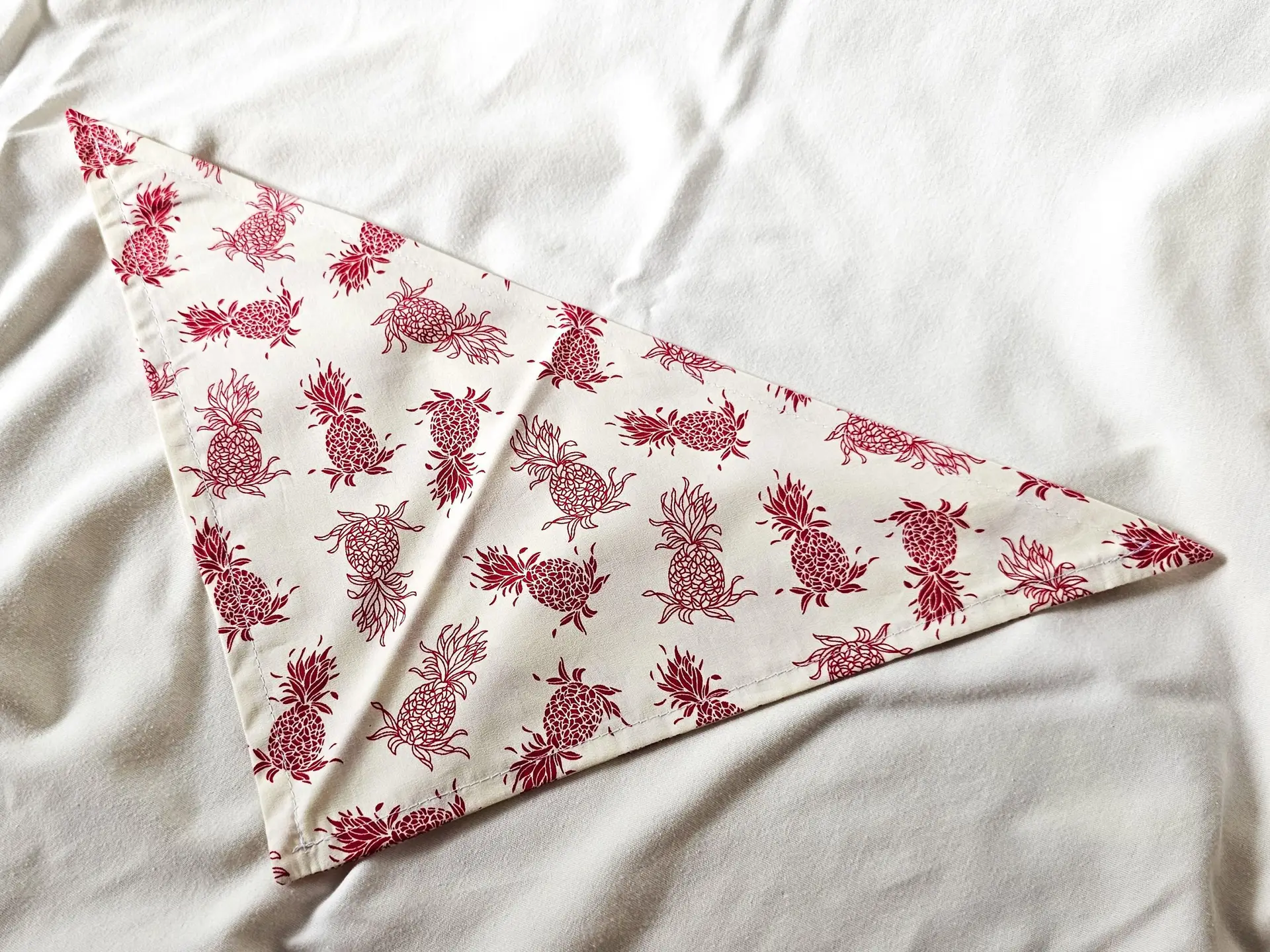 Red pineapple and white doggy bandana