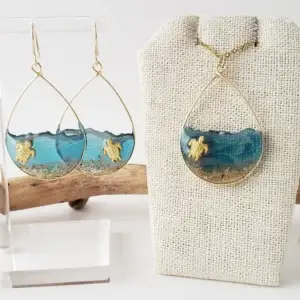 Baby turtle water sand earrings and necklace