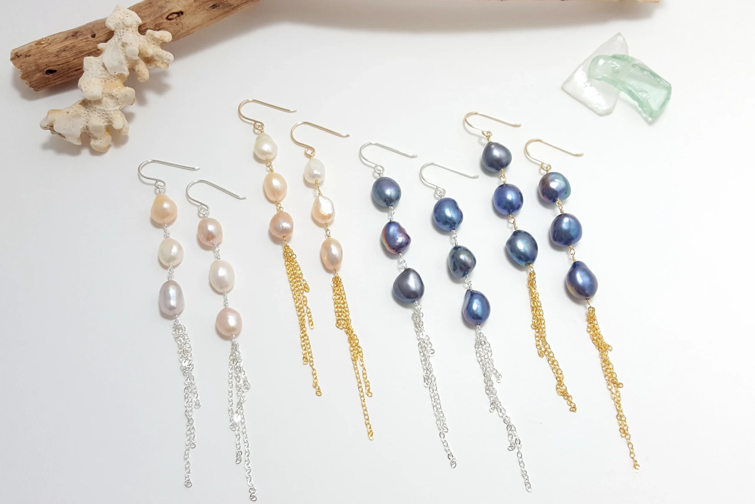 Baroque pearl tassel earrings - Image 9