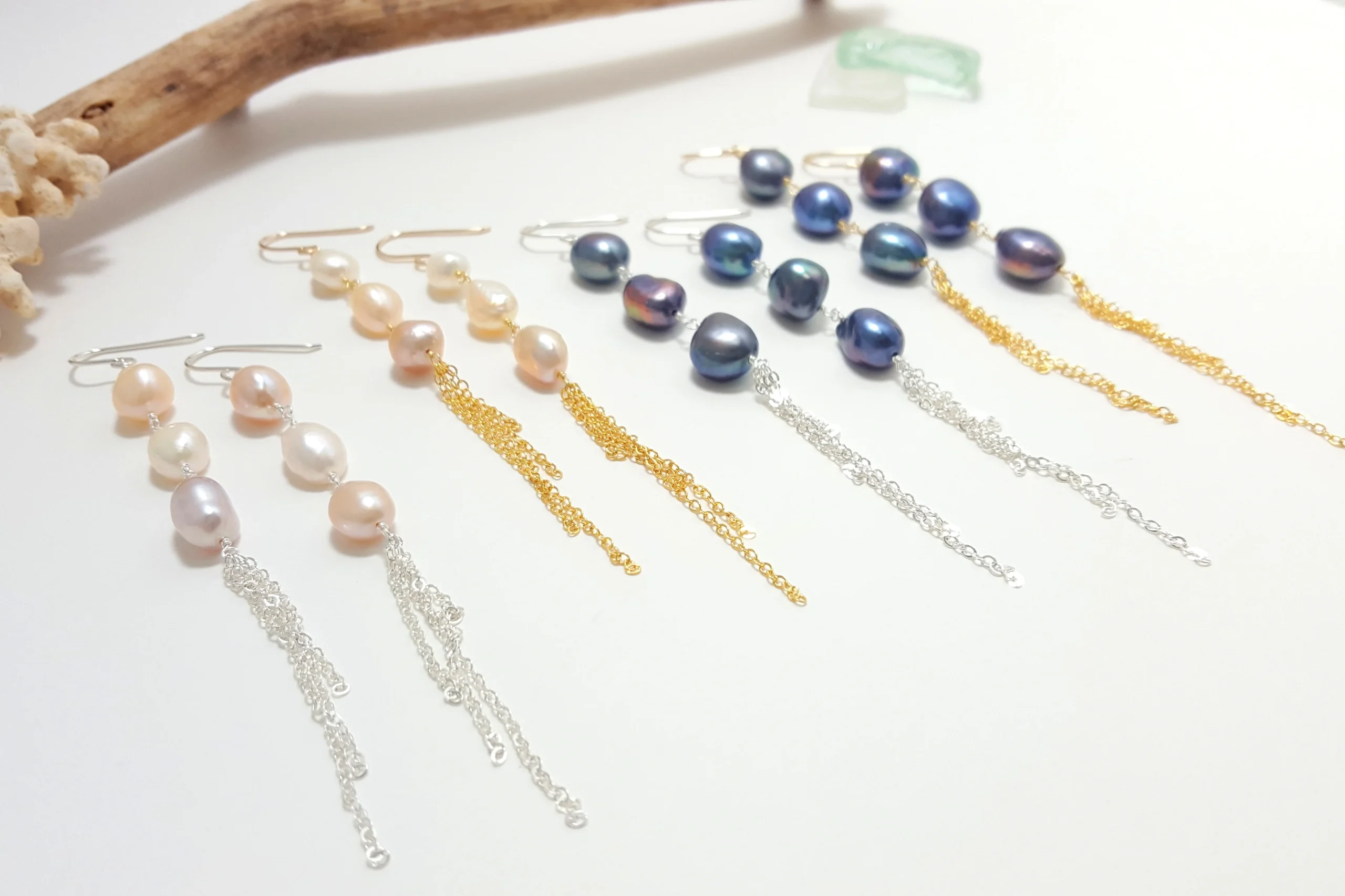 Baroque pearl tassel earrings - Image 8
