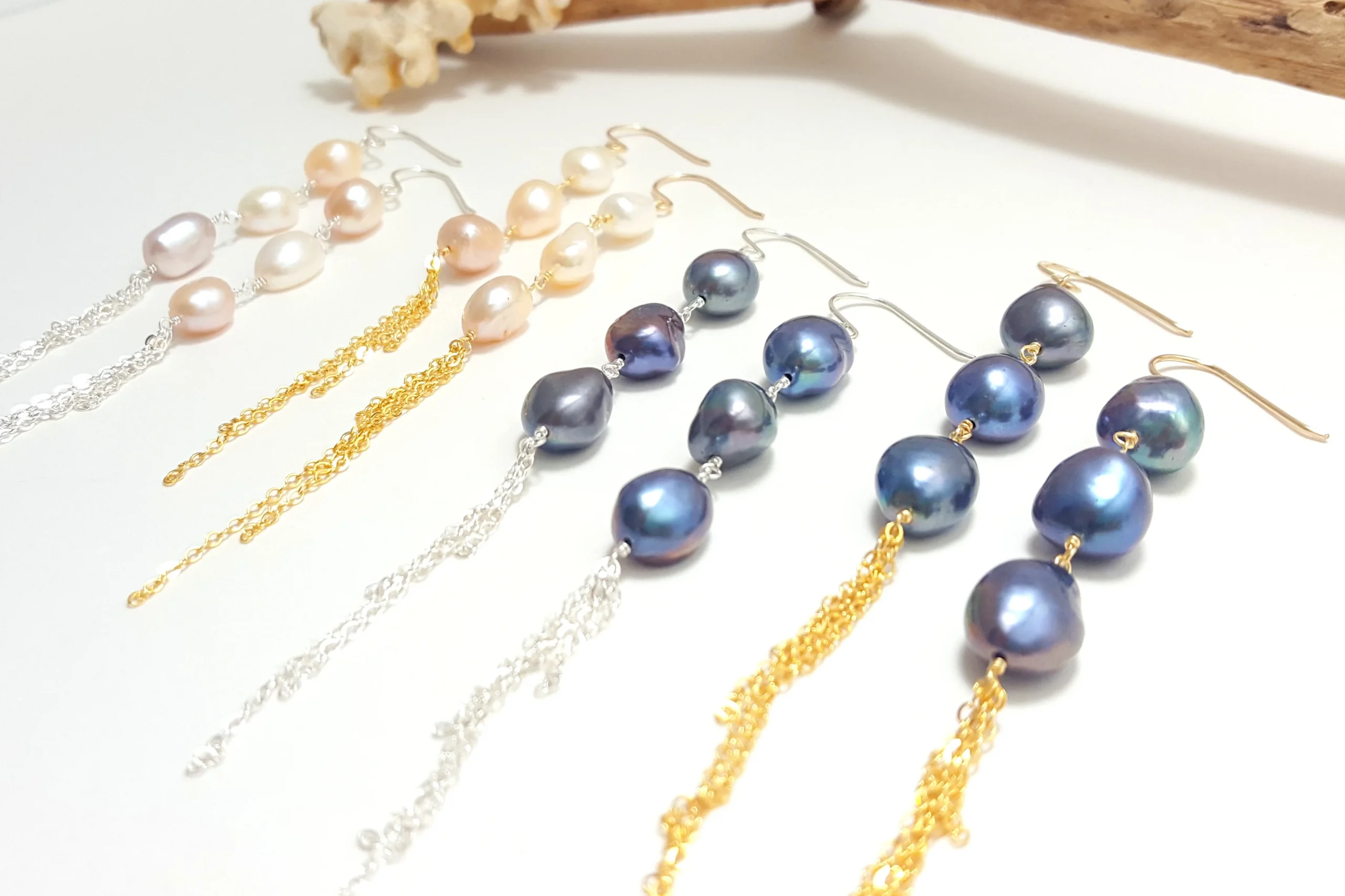 Baroque pearl tassel earrings - Image 7