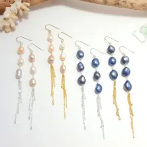 Baroque pearl tassel earrings