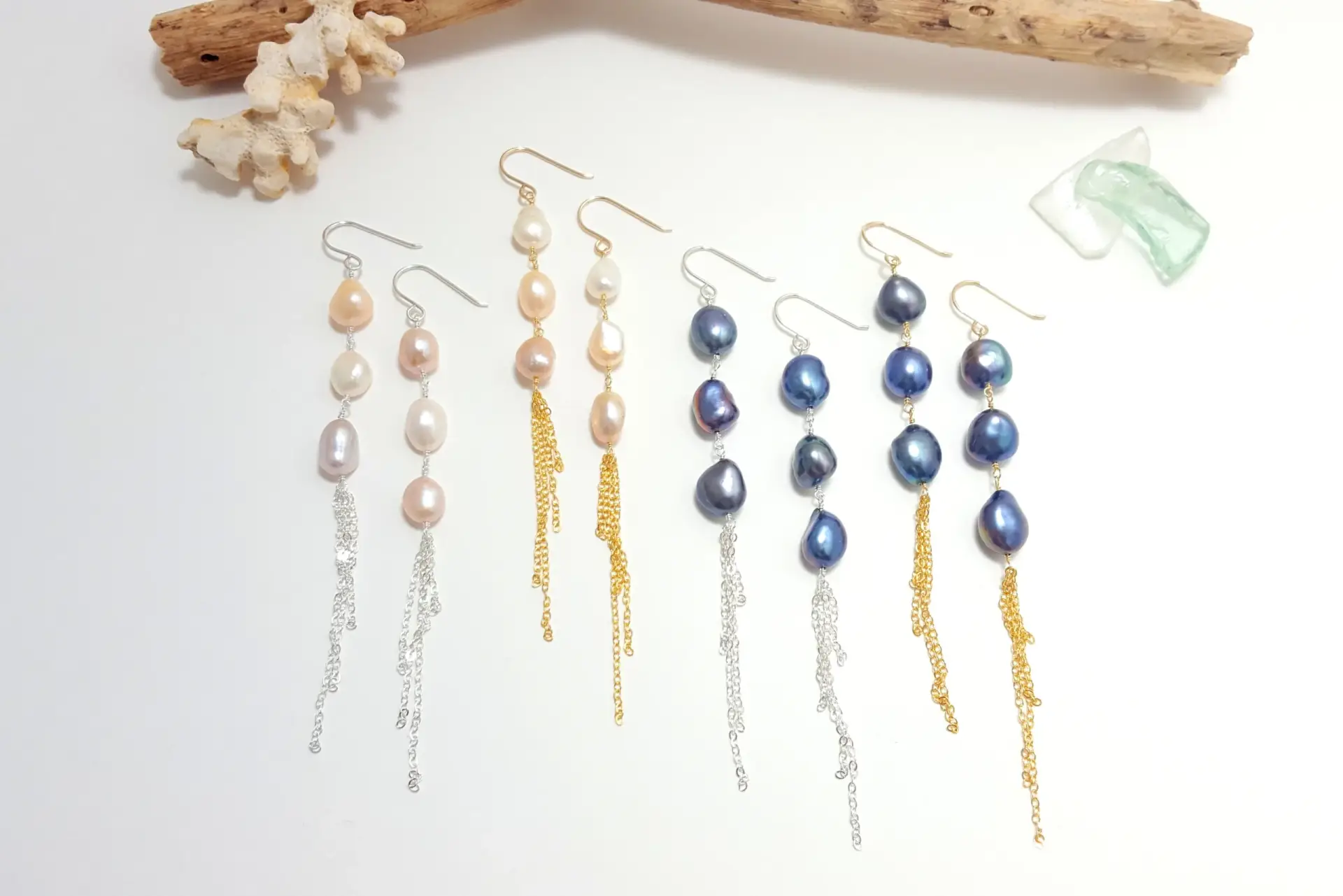 Baroque pearl tassel earrings