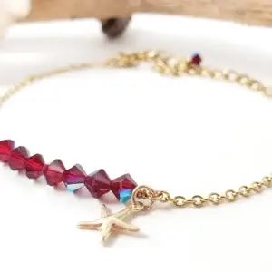 Birthstone starfish bracelet