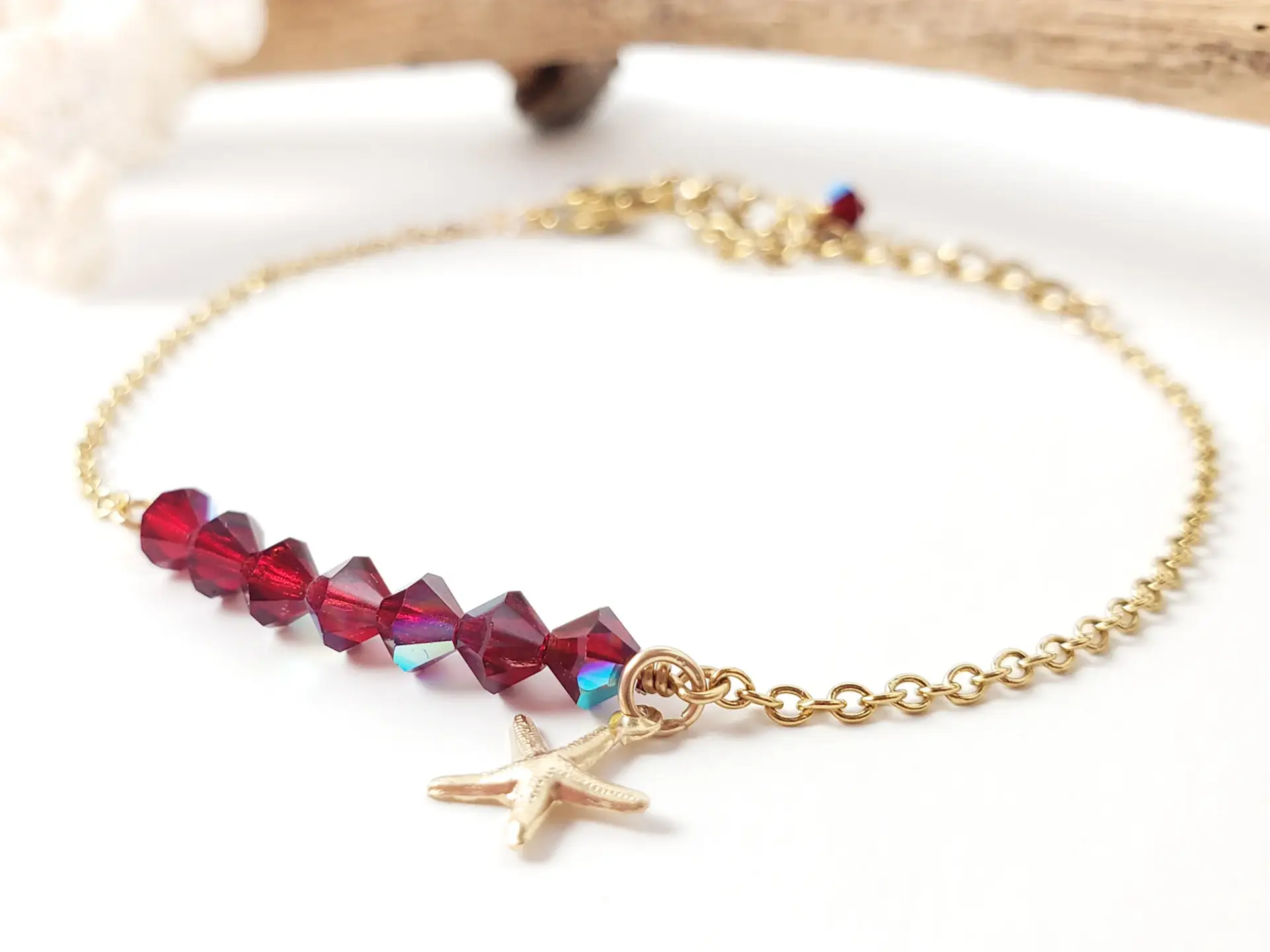 Birthstone starfish bracelet