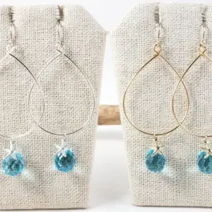 Blue crystal starfish teardrop earrings