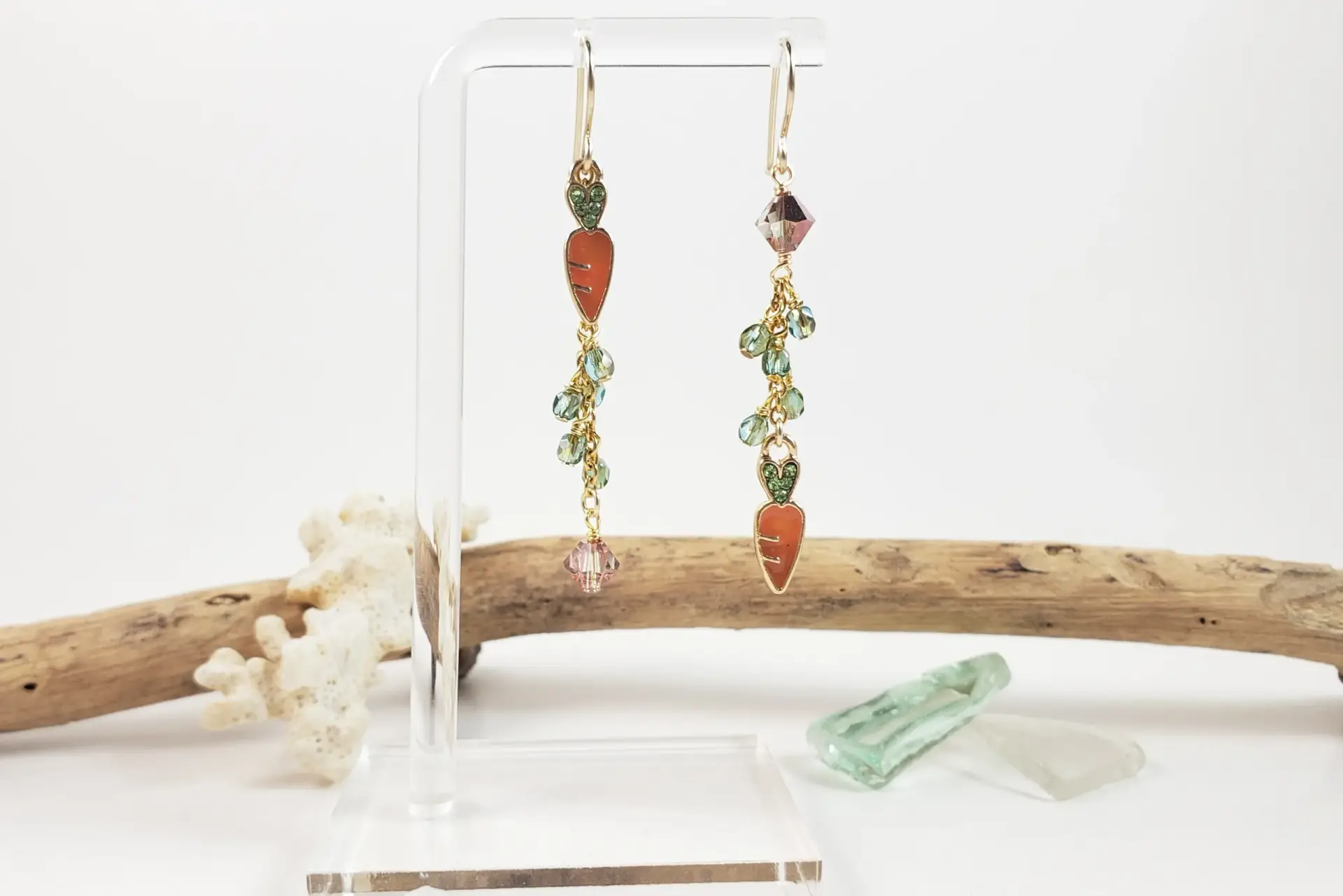 Carrot asymmetrical earrings
