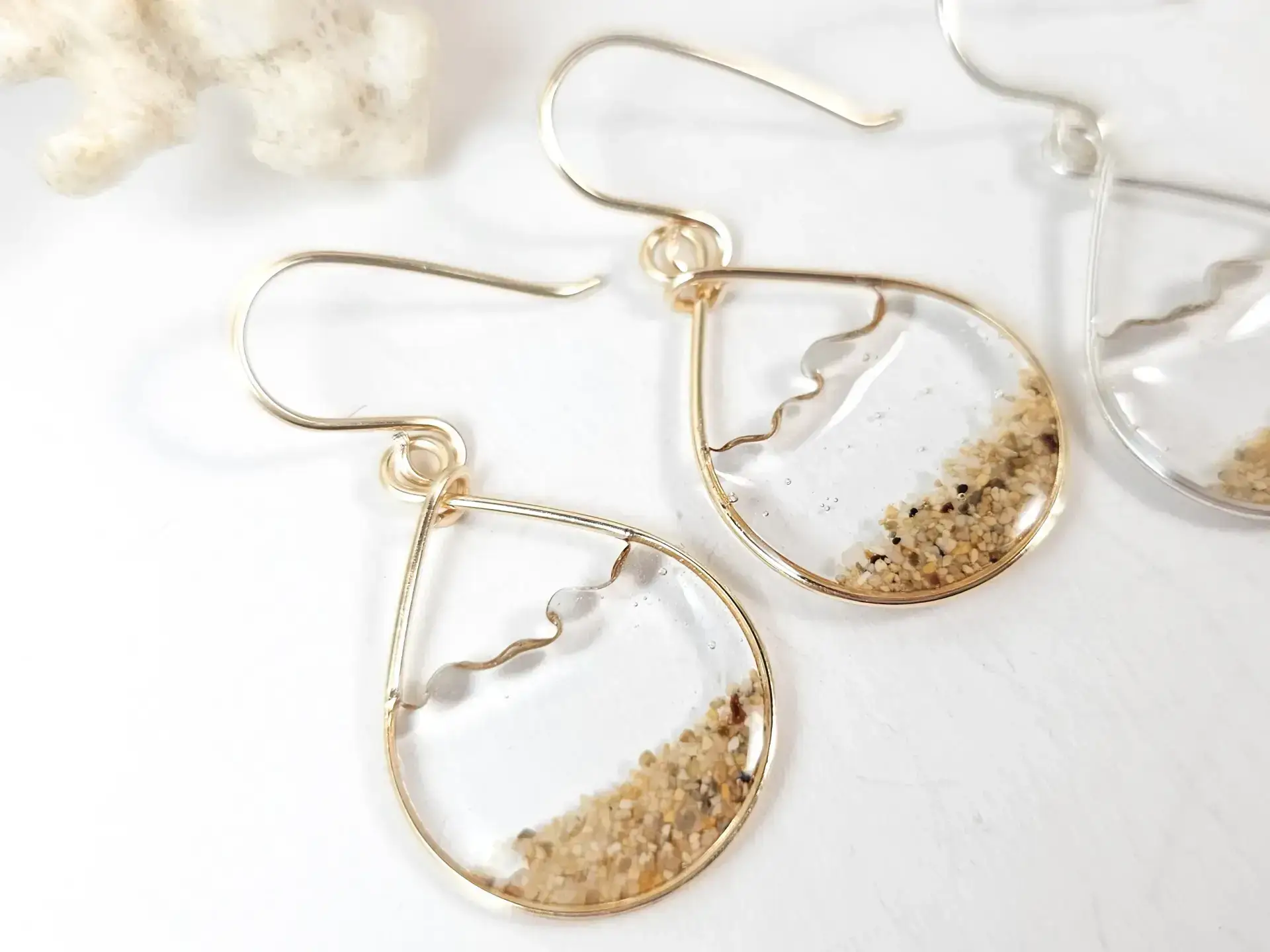 Clear water sand teardrop earrings and necklace-small size - Image 2