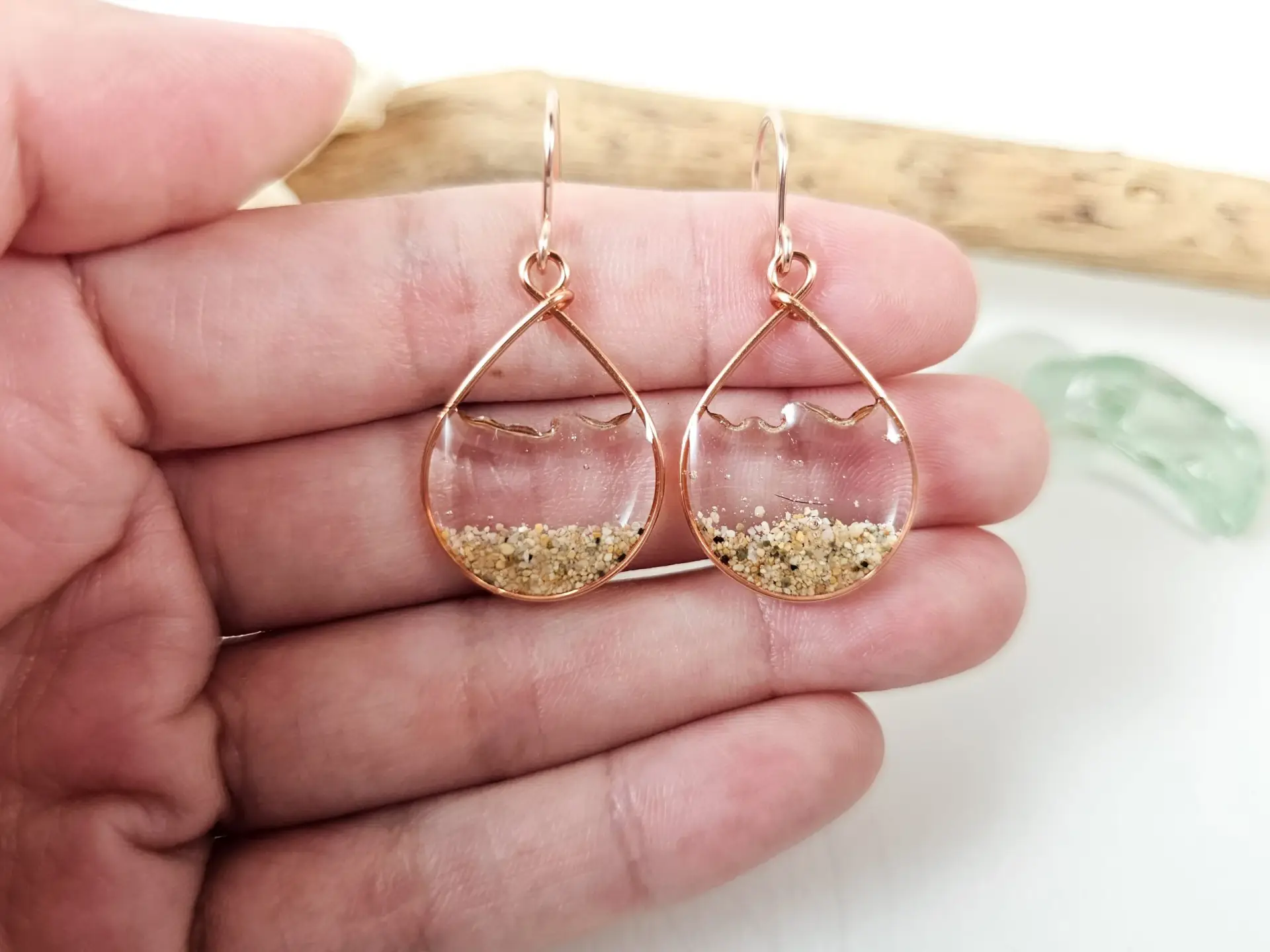 Clear water sand teardrop earrings and necklace-small size - Image 5