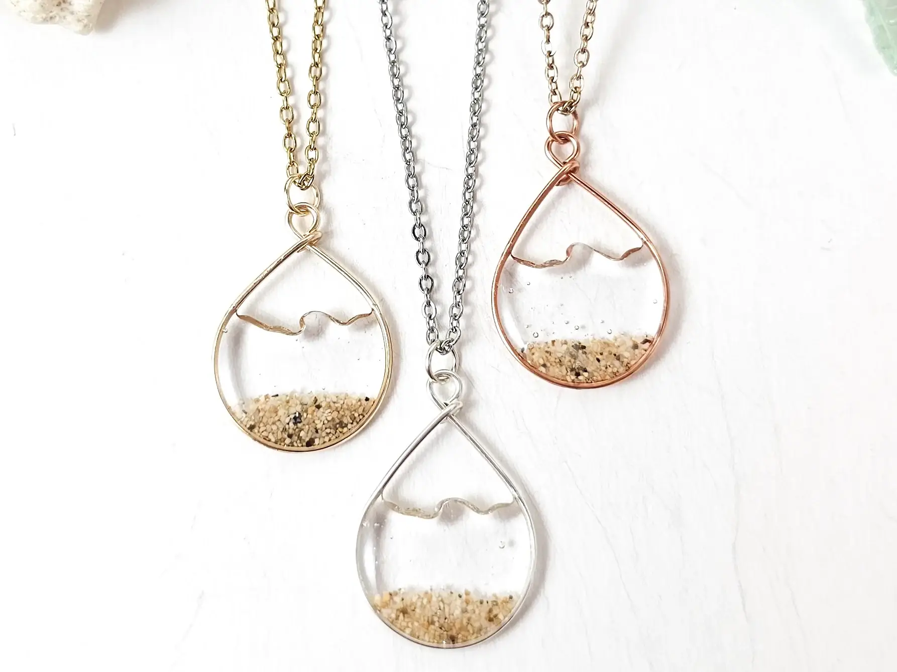 Clear water sand teardrop earrings and necklace-small size - Image 7