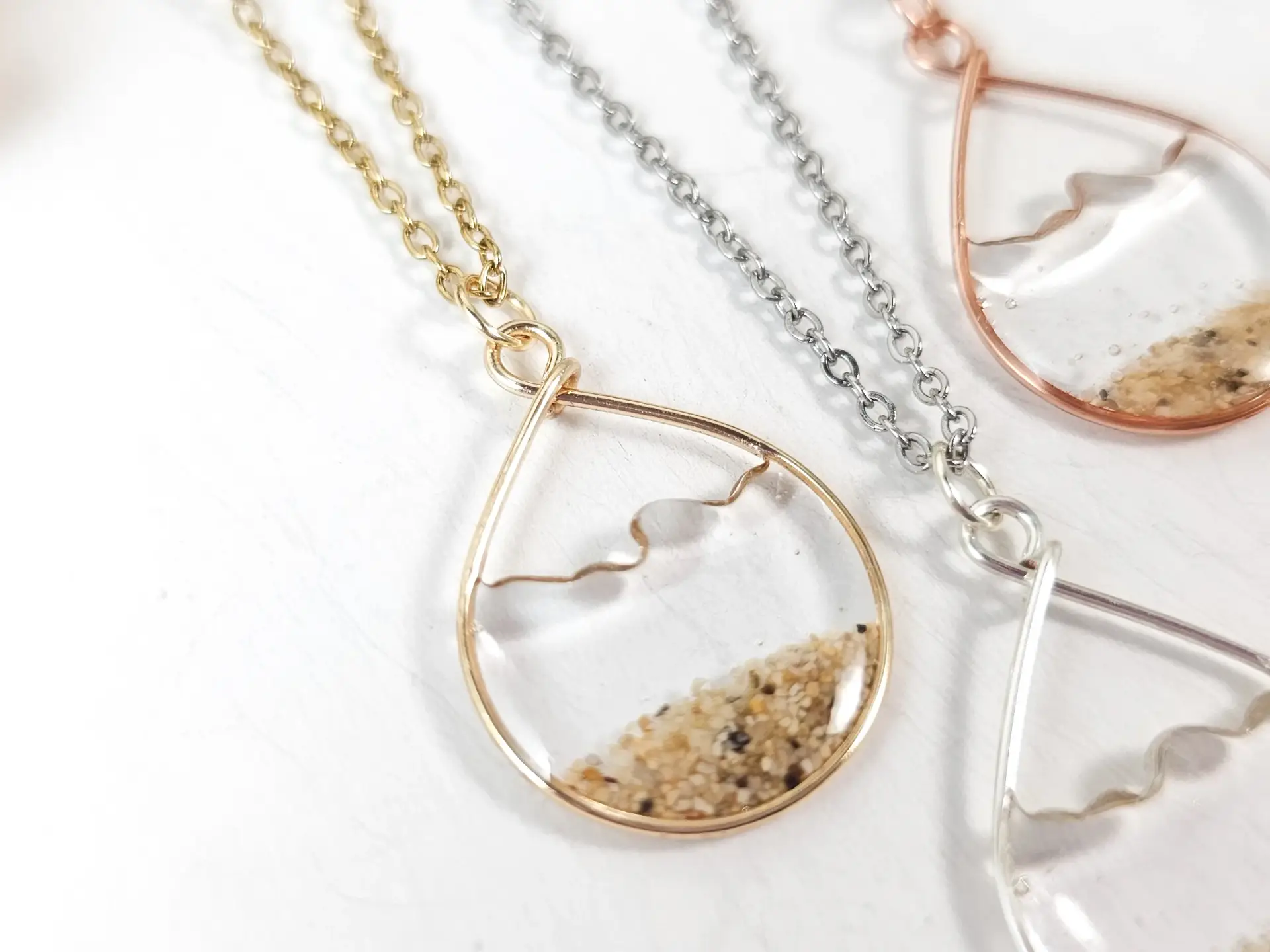 Clear water sand teardrop earrings and necklace-small size - Image 6