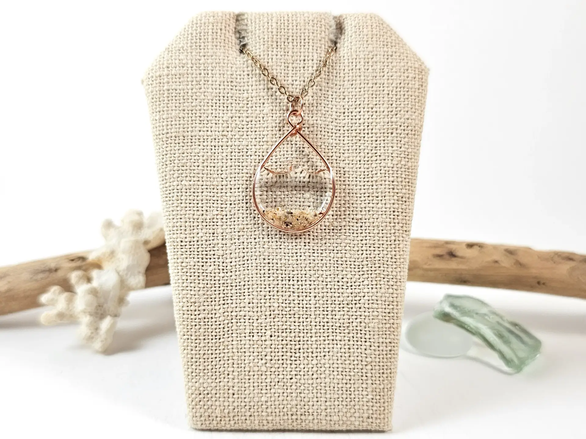 Clear water sand teardrop earrings and necklace-small size - Image 9
