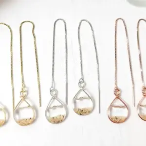 Clear water and sand threader earrings