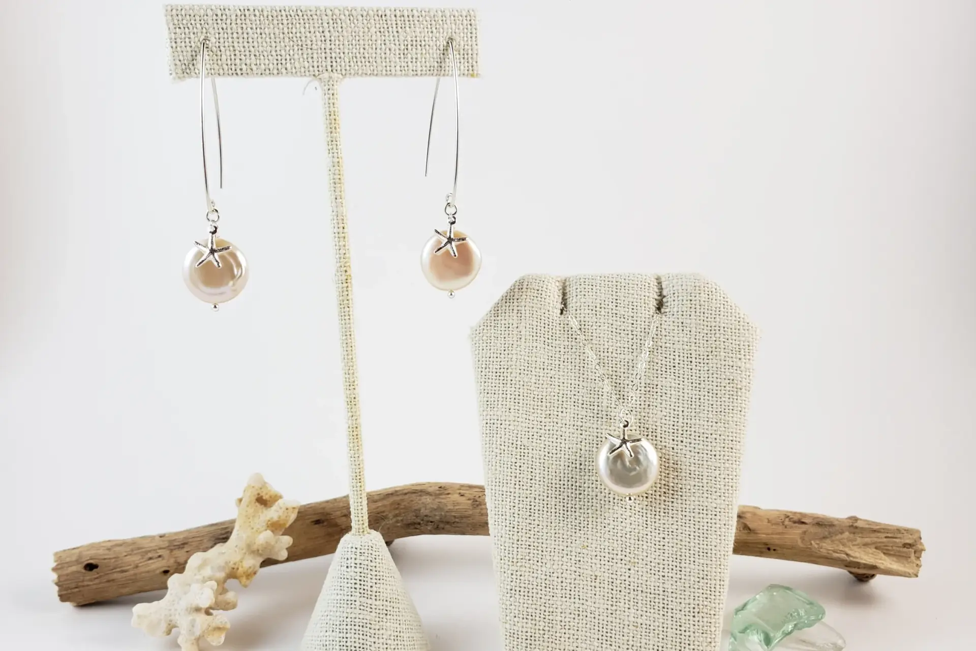 Coin pearl starfish earrings and necklace - Image 9