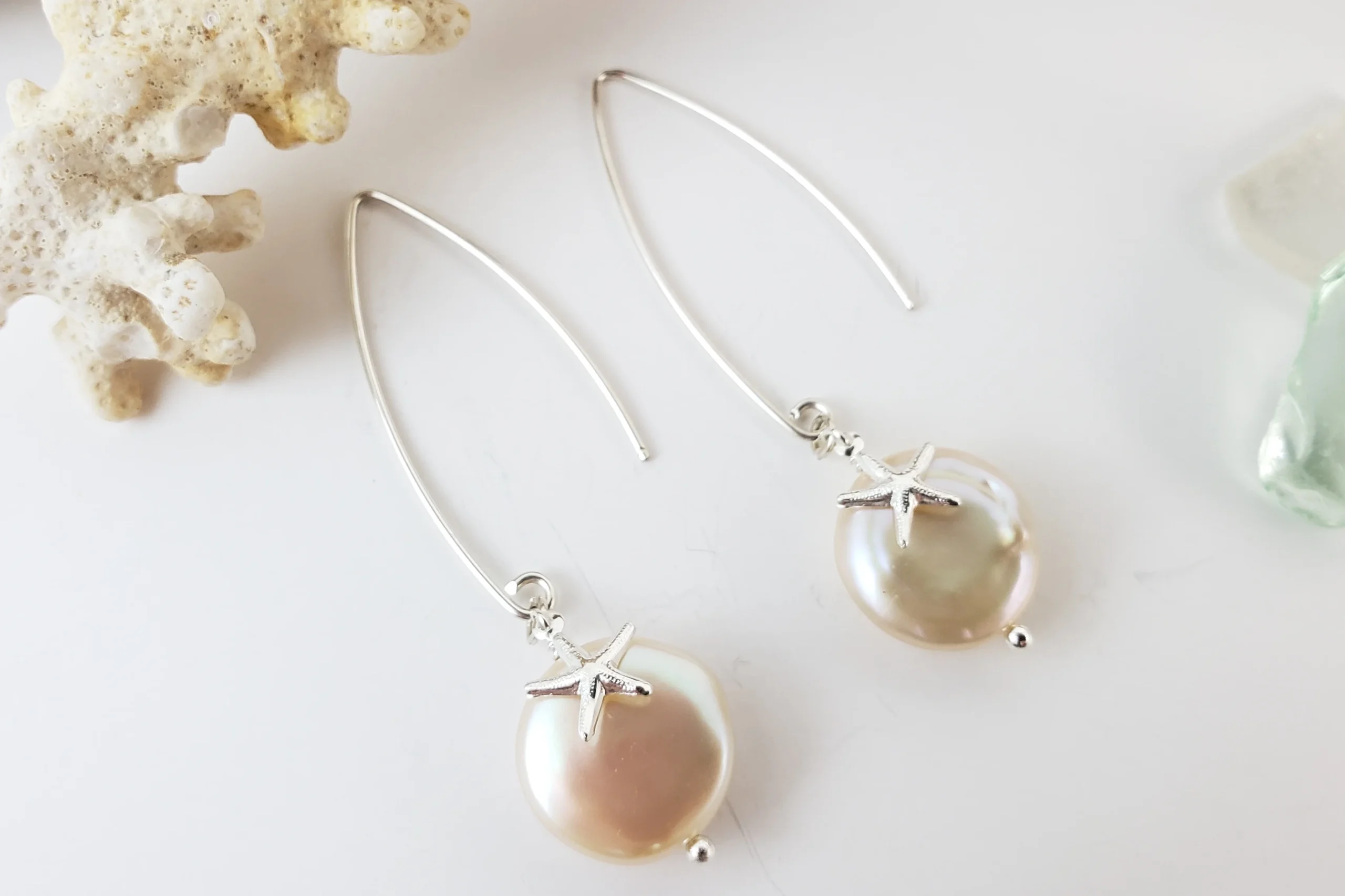 Coin pearl starfish earrings and necklace - Image 7