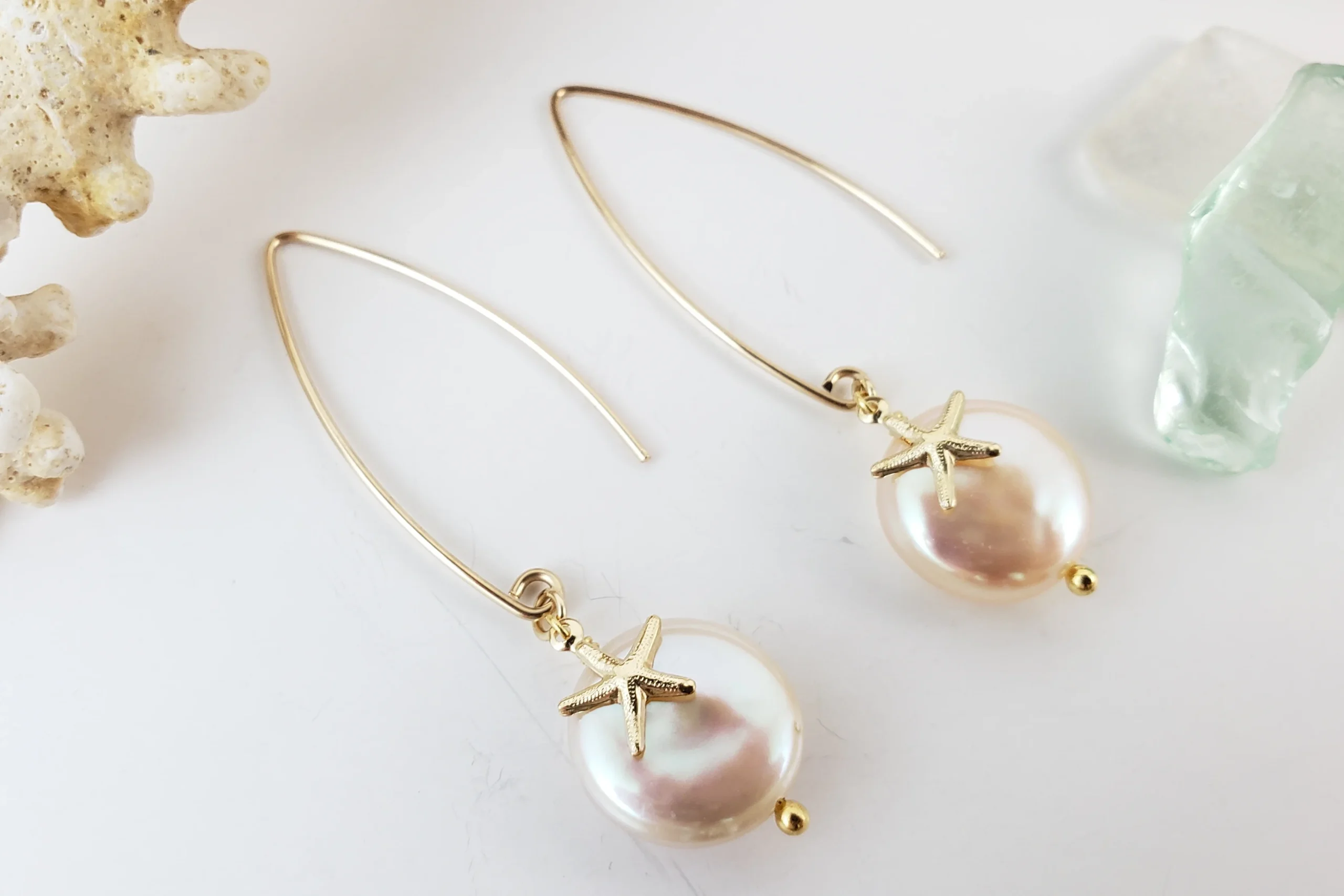 Coin pearl starfish earrings and necklace - Image 6