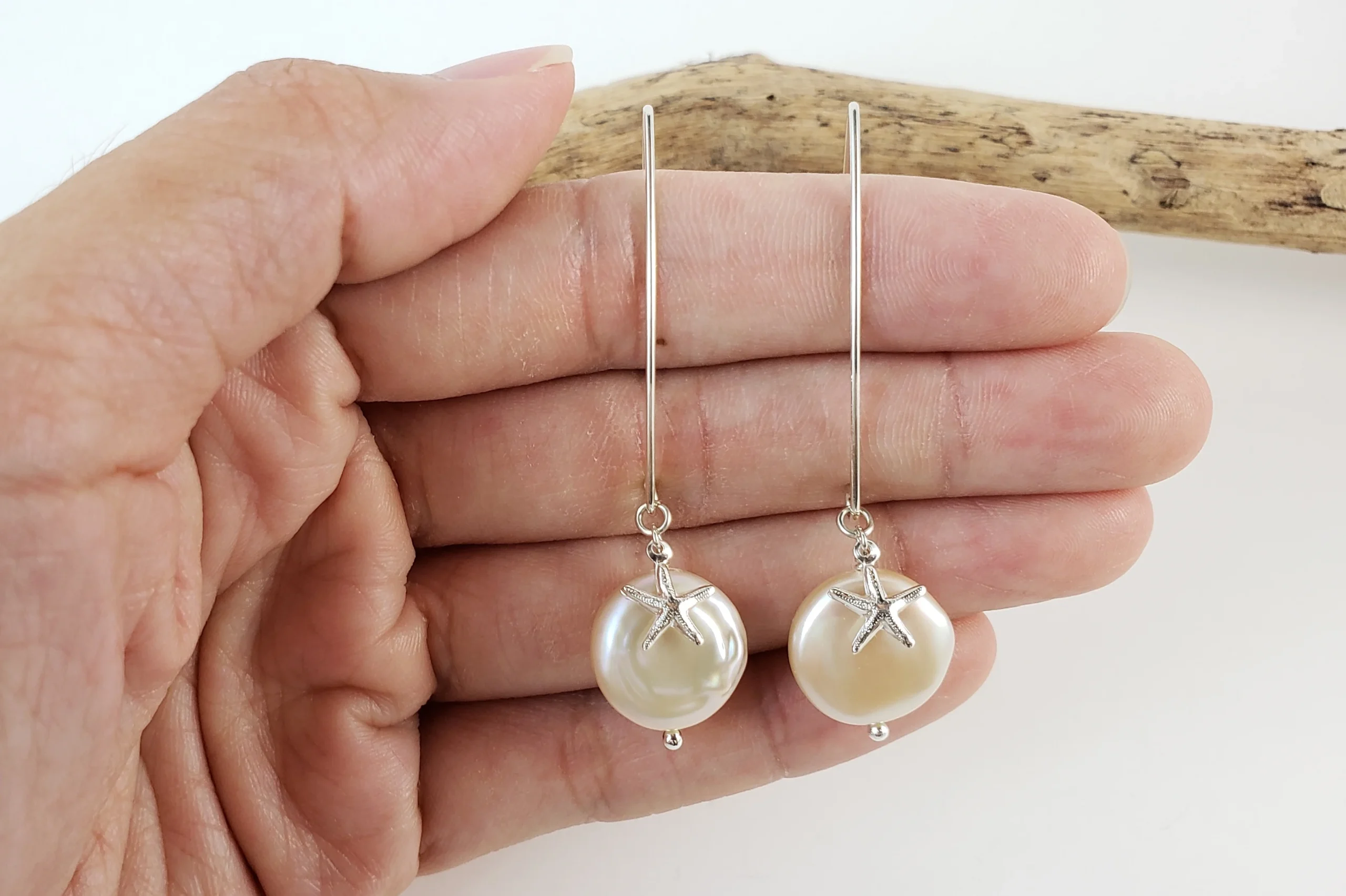 Coin pearl starfish earrings and necklace - Image 5