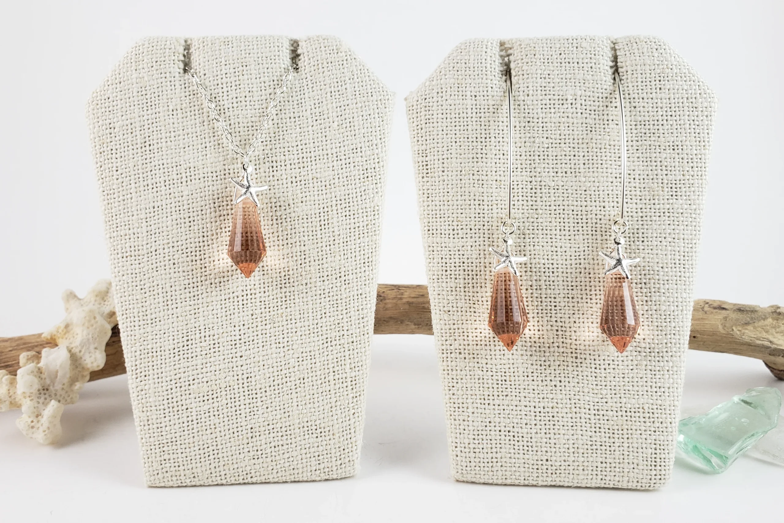 Crystal drop and starfish earrings and necklace - Image 10