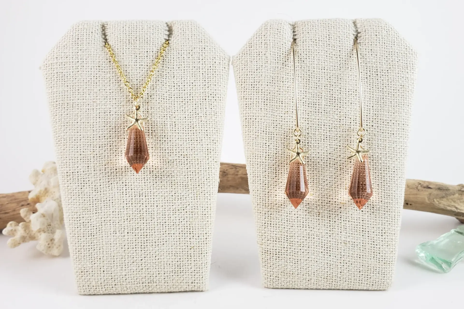 Crystal drop and starfish earrings and necklace - Image 9
