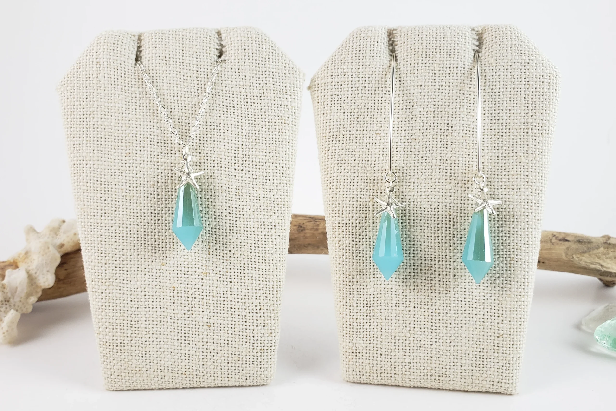 Crystal drop and starfish earrings and necklace - Image 8