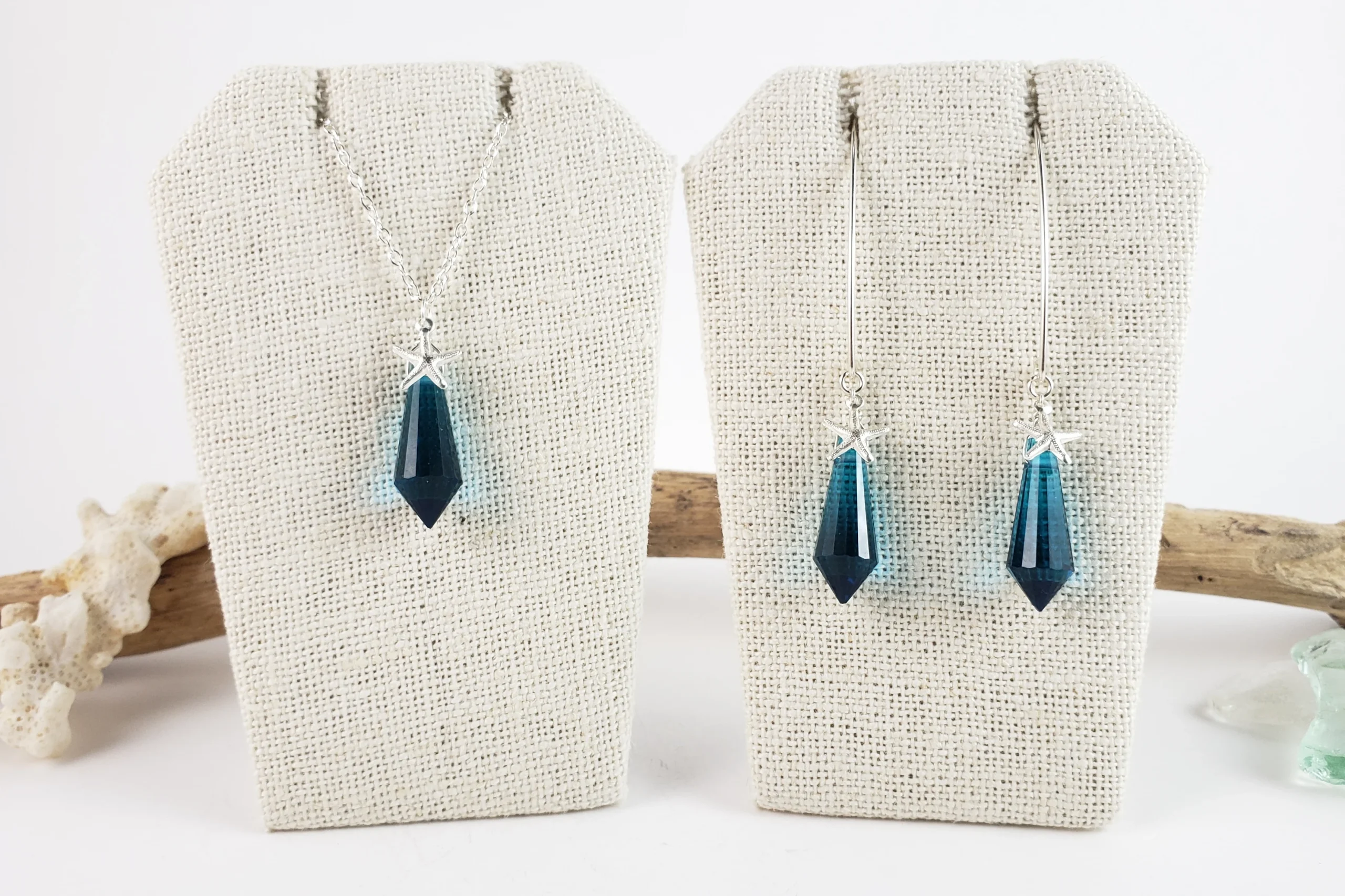 Crystal drop and starfish earrings and necklace - Image 7