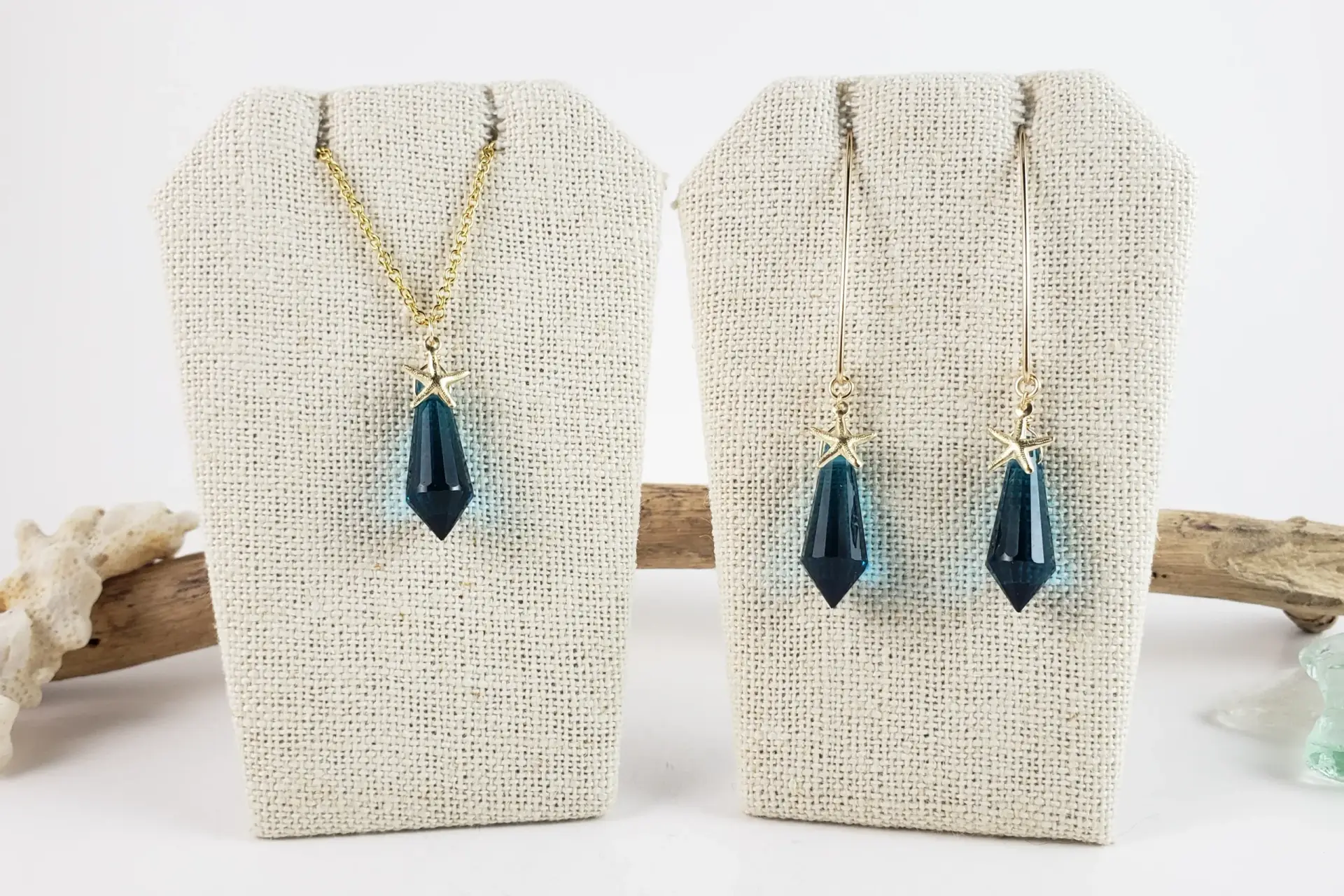 Crystal drop and starfish earrings and necklace - Image 6