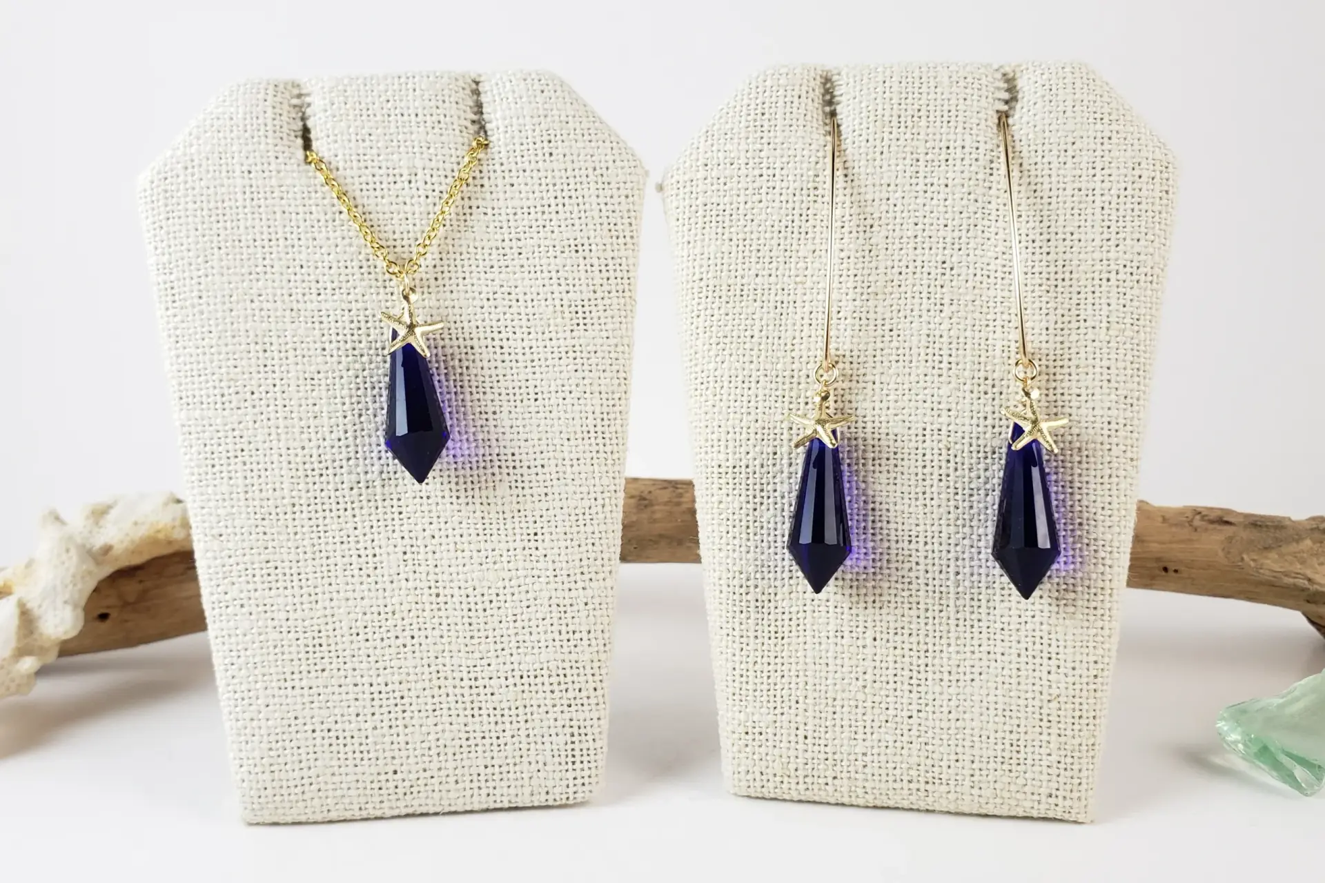 Crystal drop and starfish earrings and necklace - Image 4