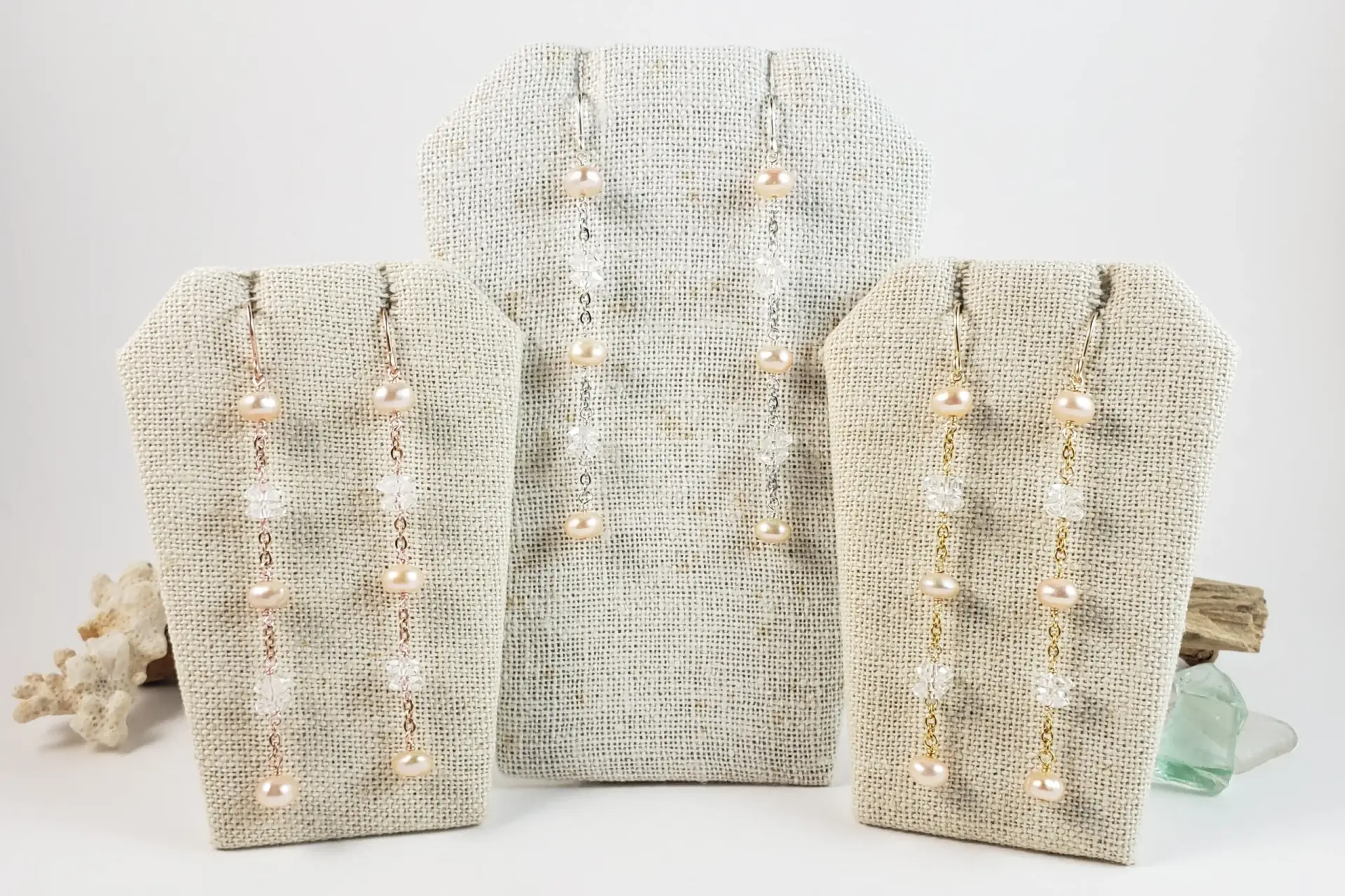 The crystal sea collection earrings, bracelet, anklet, and necklace - Image 3