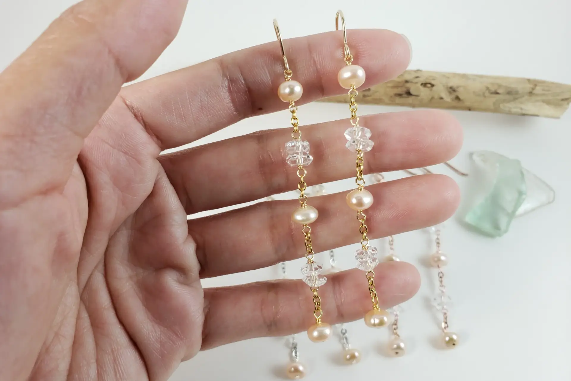 The crystal sea collection earrings, bracelet, anklet, and necklace - Image 2