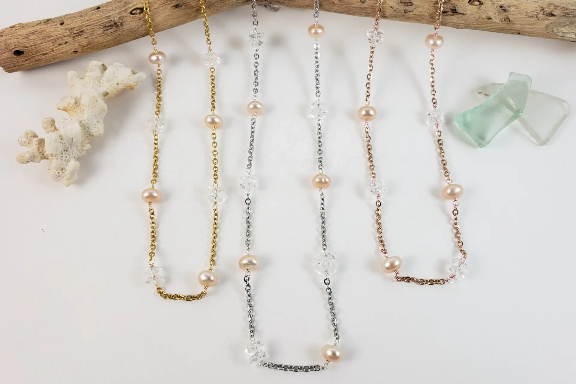 The crystal sea collection earrings, bracelet, anklet, and necklace - Image 12