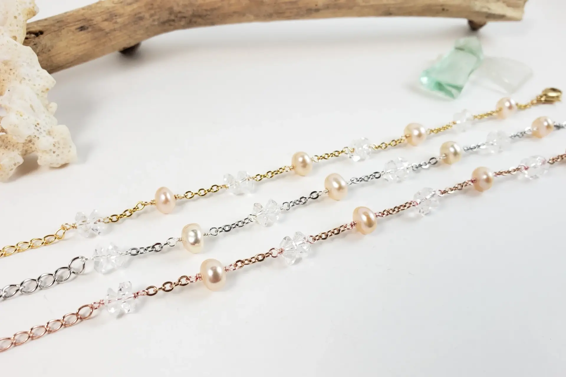 The crystal sea collection earrings, bracelet, anklet, and necklace - Image 7