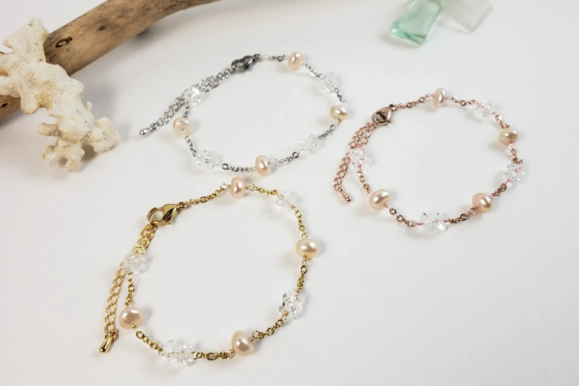 The crystal sea collection earrings, bracelet, anklet, and necklace - Image 6