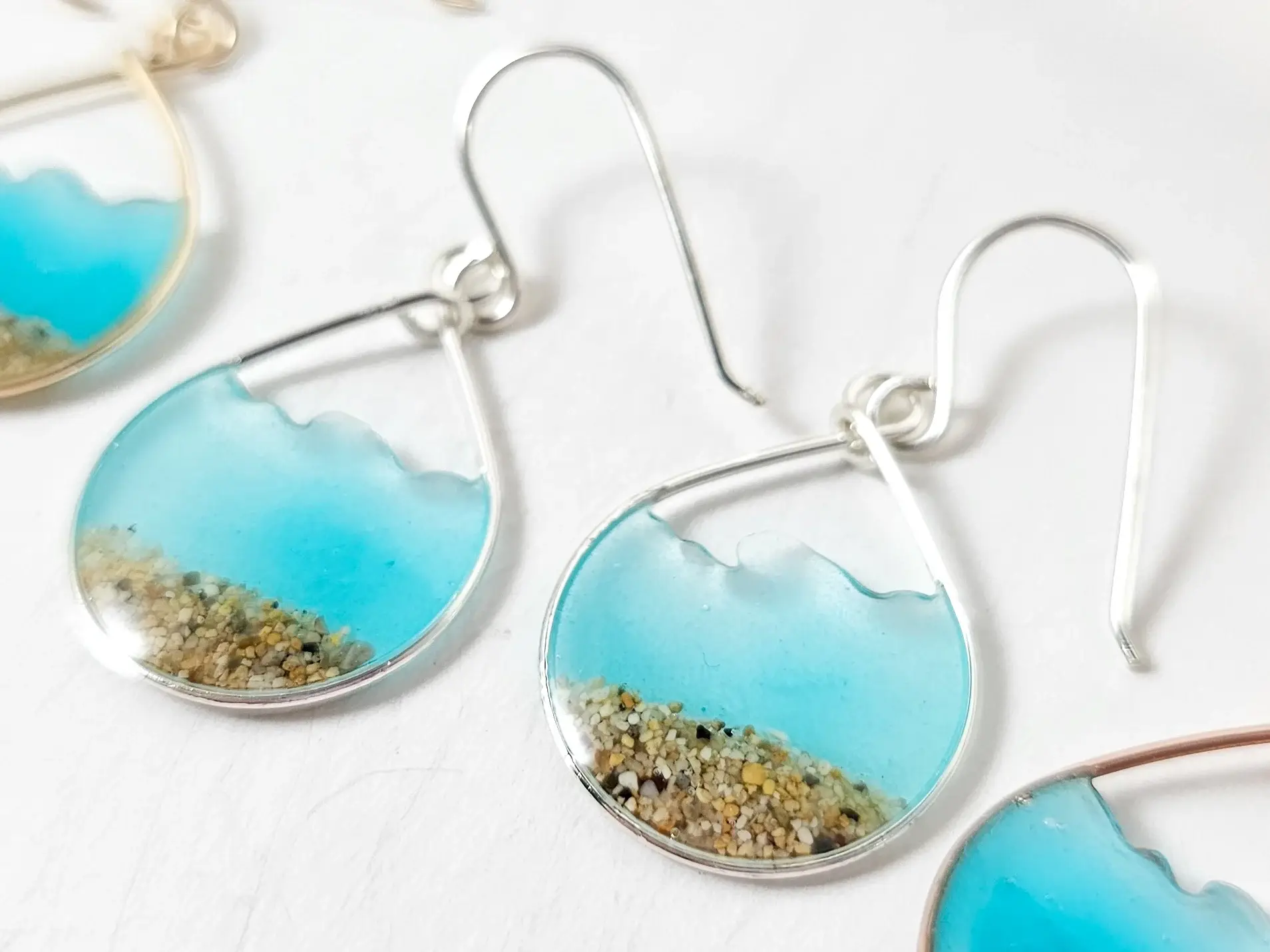 Glow in the dark aqua water sand teardrop earrings and necklace-small size - Image 4