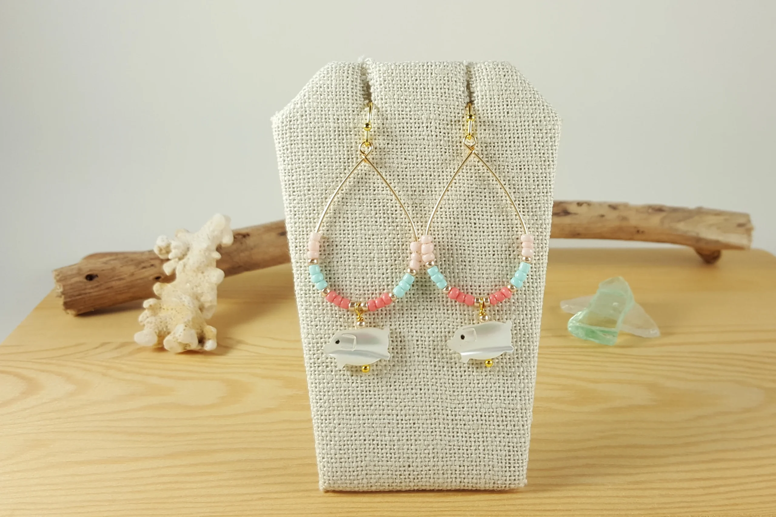 Mother of Pearl Pig Earrings