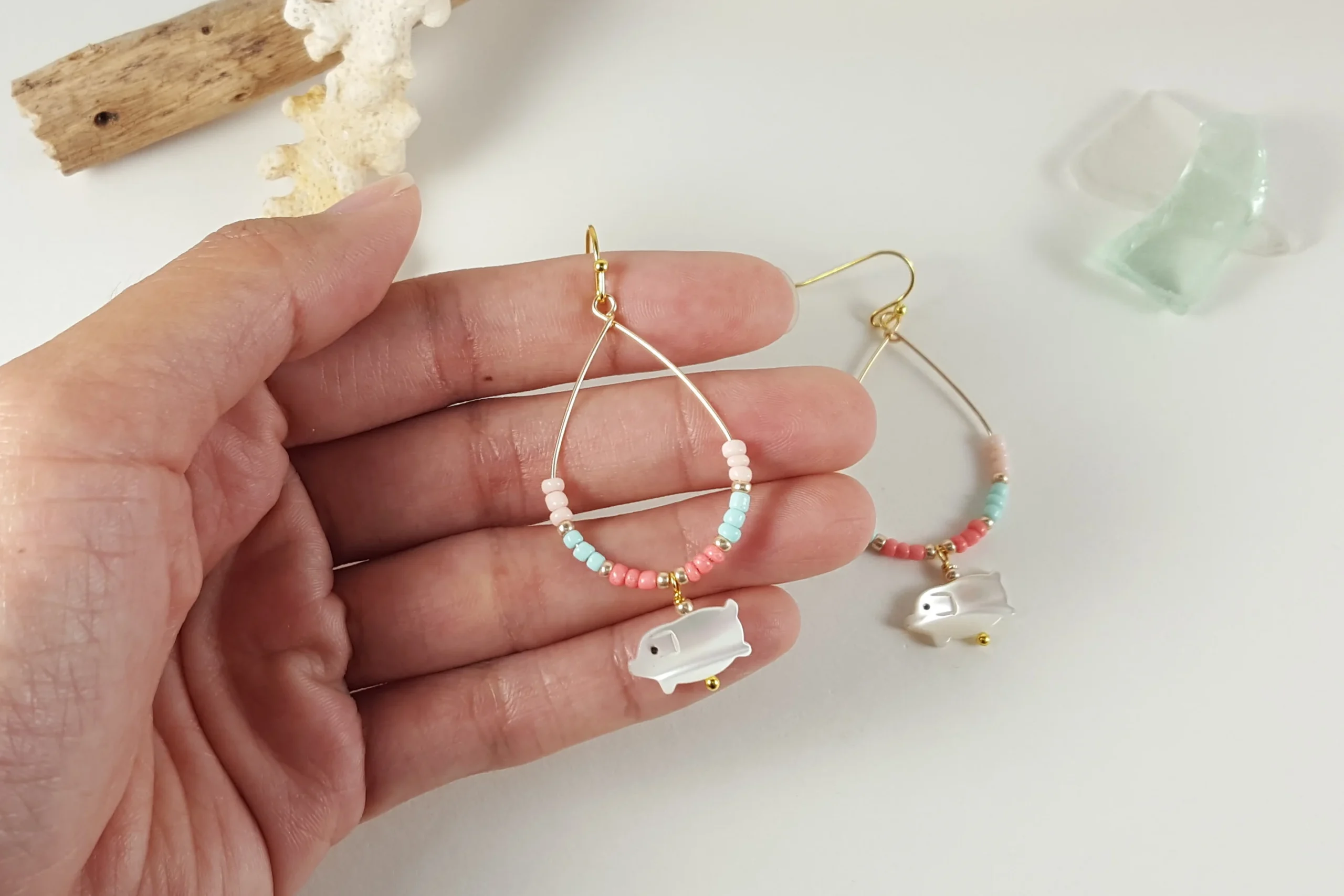 Mother of Pearl Pig Earrings - Image 5