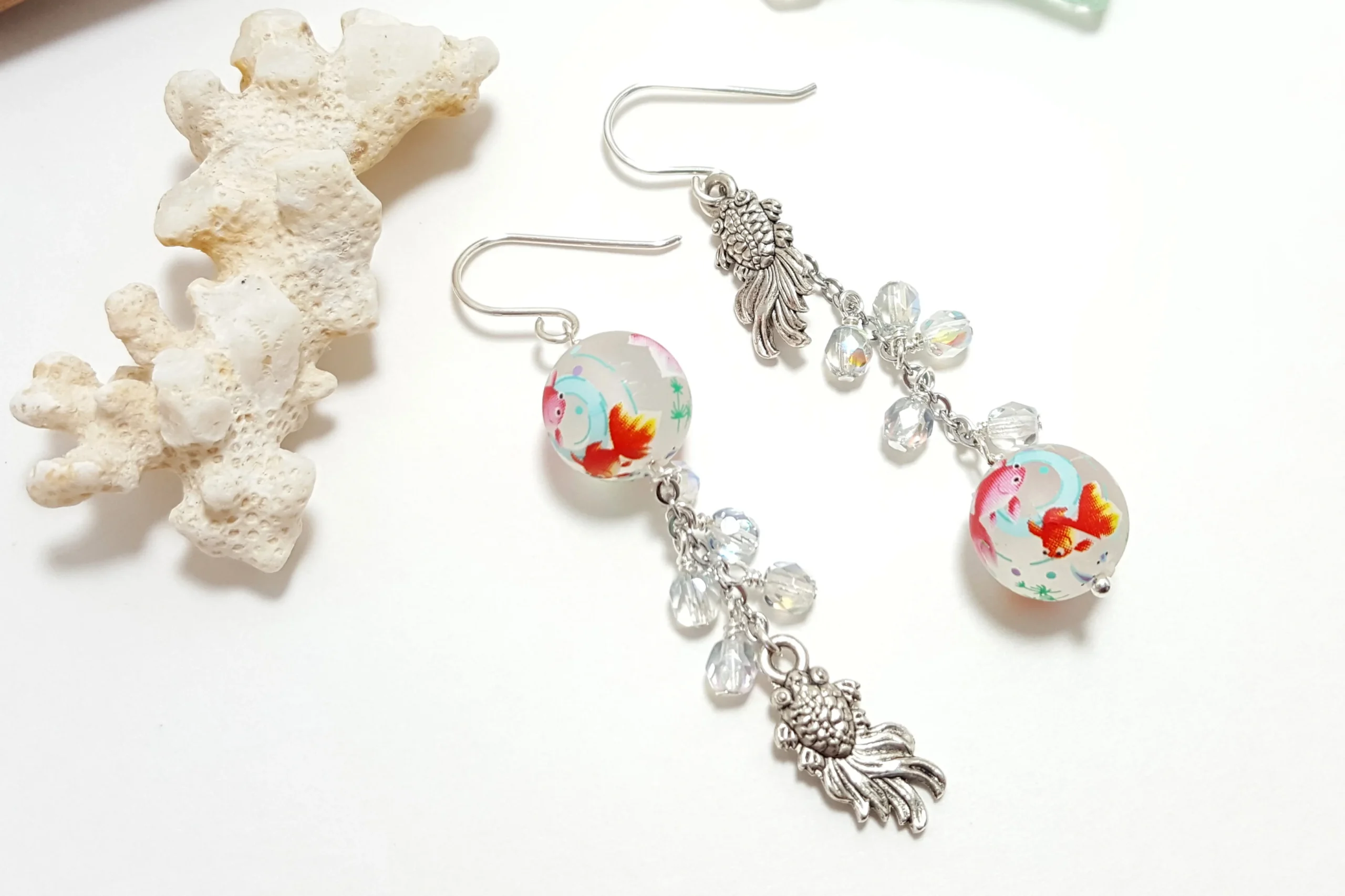 Goldfish asymmetrical earrings - Image 2