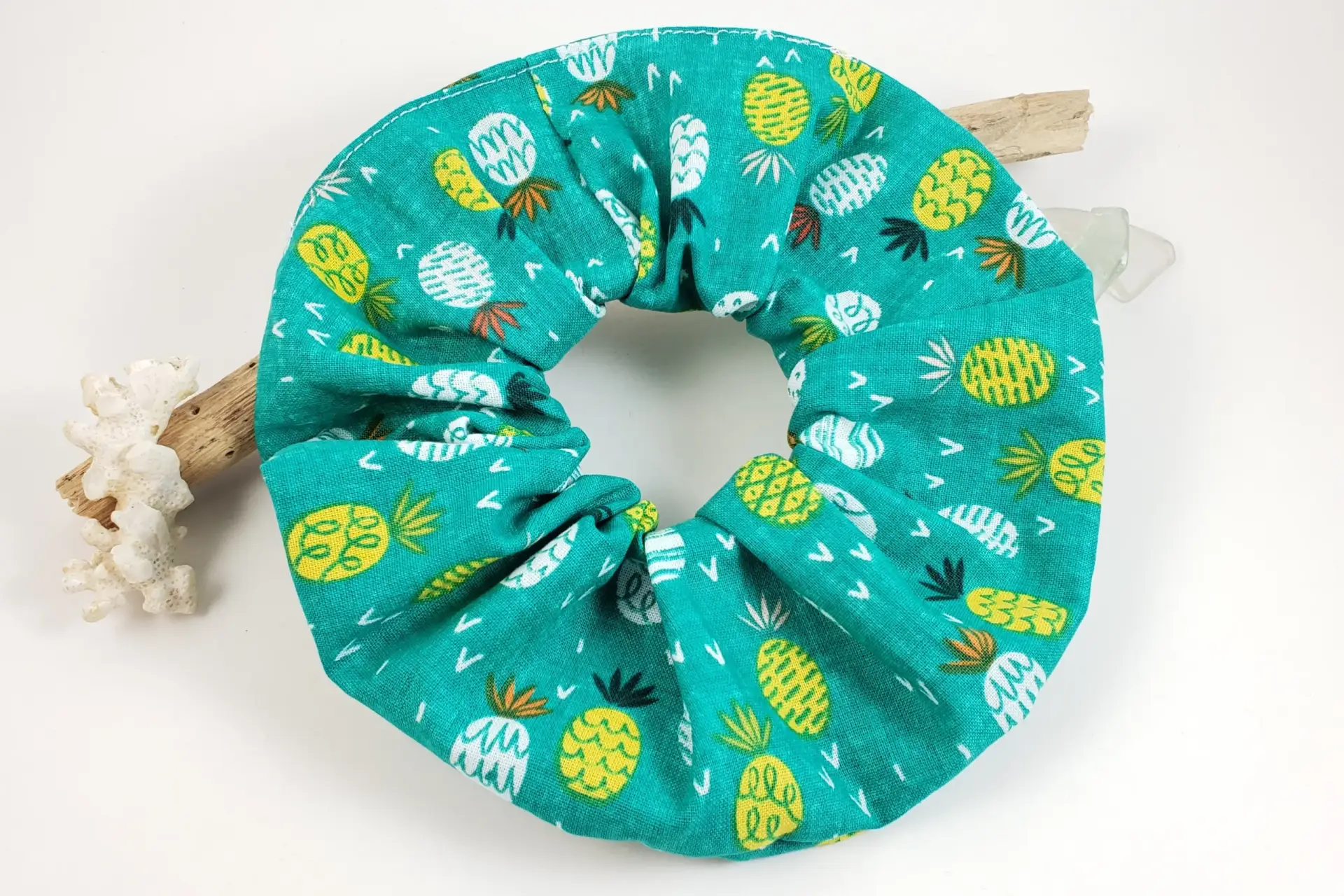 Hawaiian print scrunchies-hula girl, pineapple, sea turtle, monstera leaves, tropical flowers - Image 6