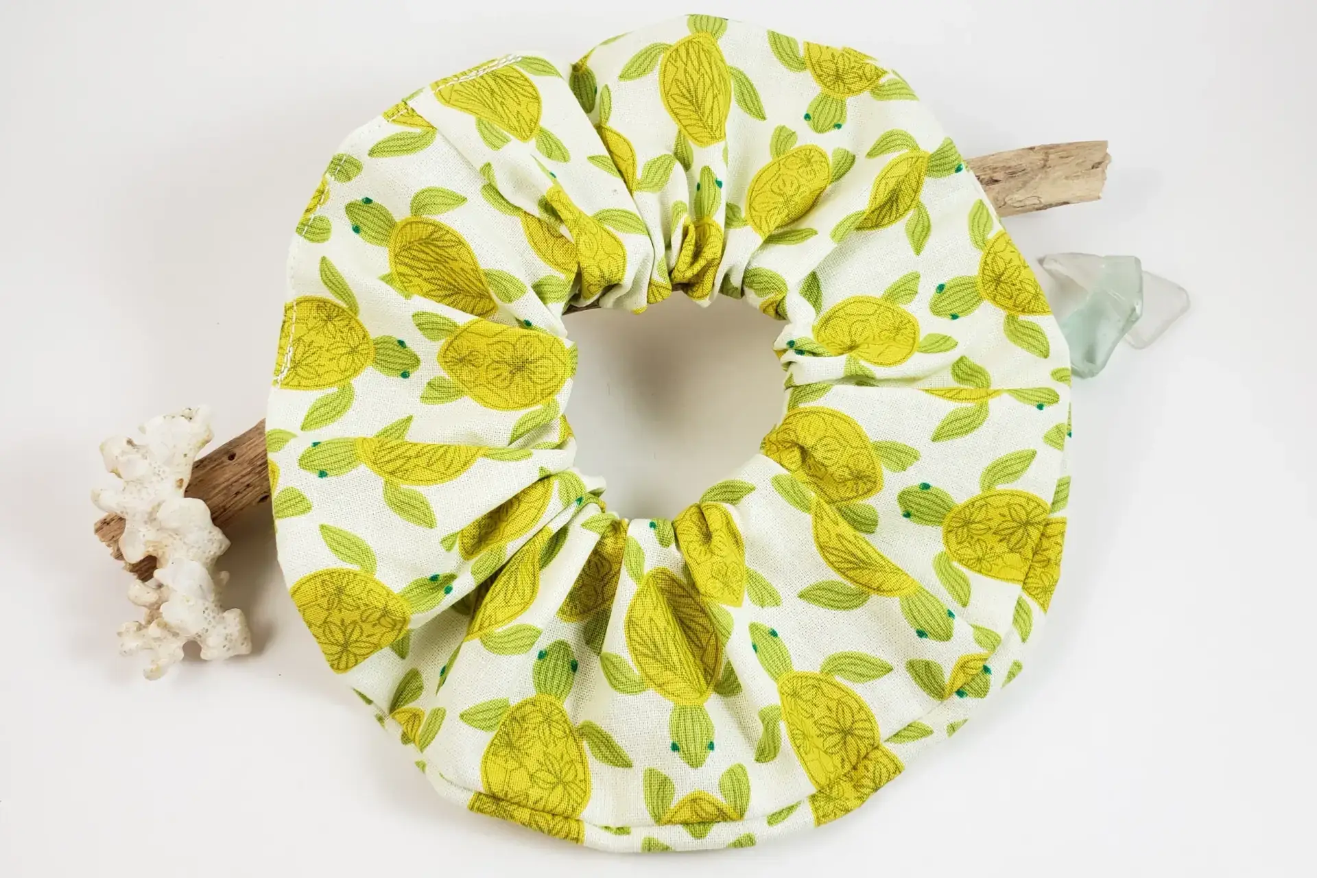 Hawaiian print scrunchies-hula girl, pineapple, sea turtle, monstera leaves, tropical flowers - Image 3