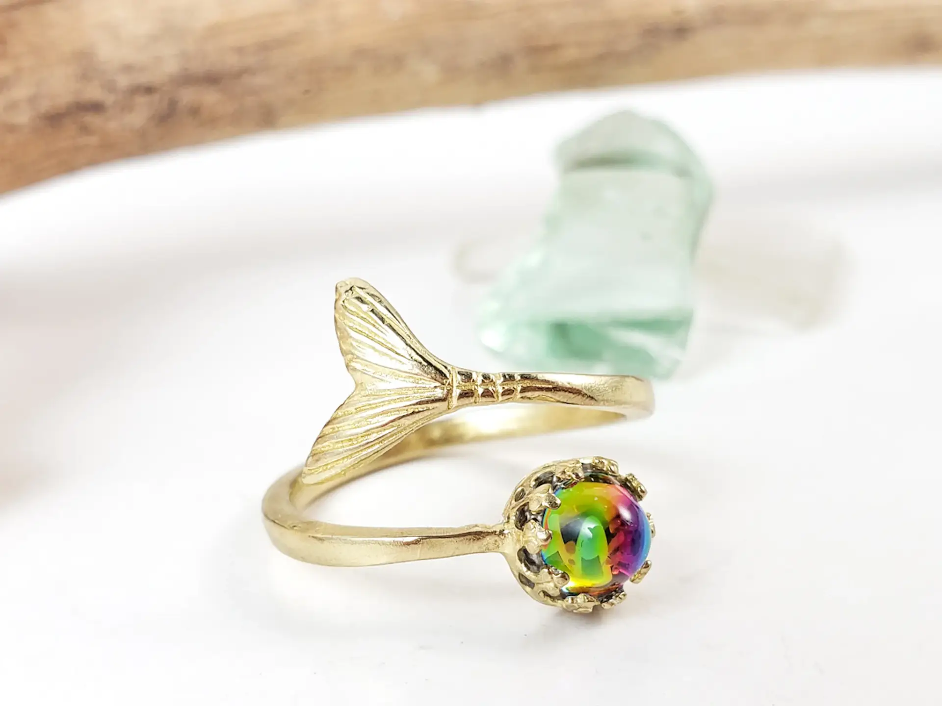 Color shift glass mermaid tail ring - Image 4