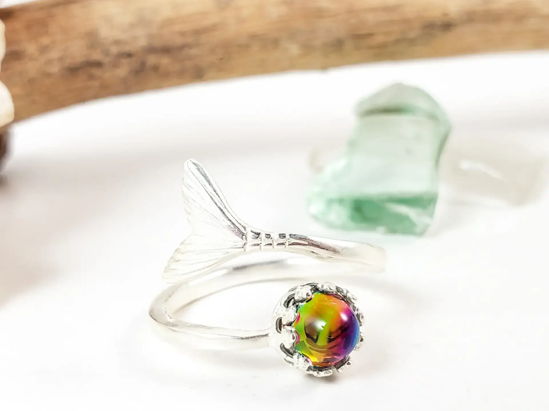 Color shift glass mermaid tail ring - Image 5