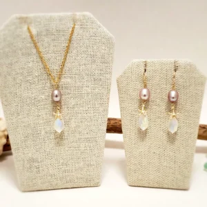 Lavender Freshwater Pearl, Starfish, and Crystal Earrings