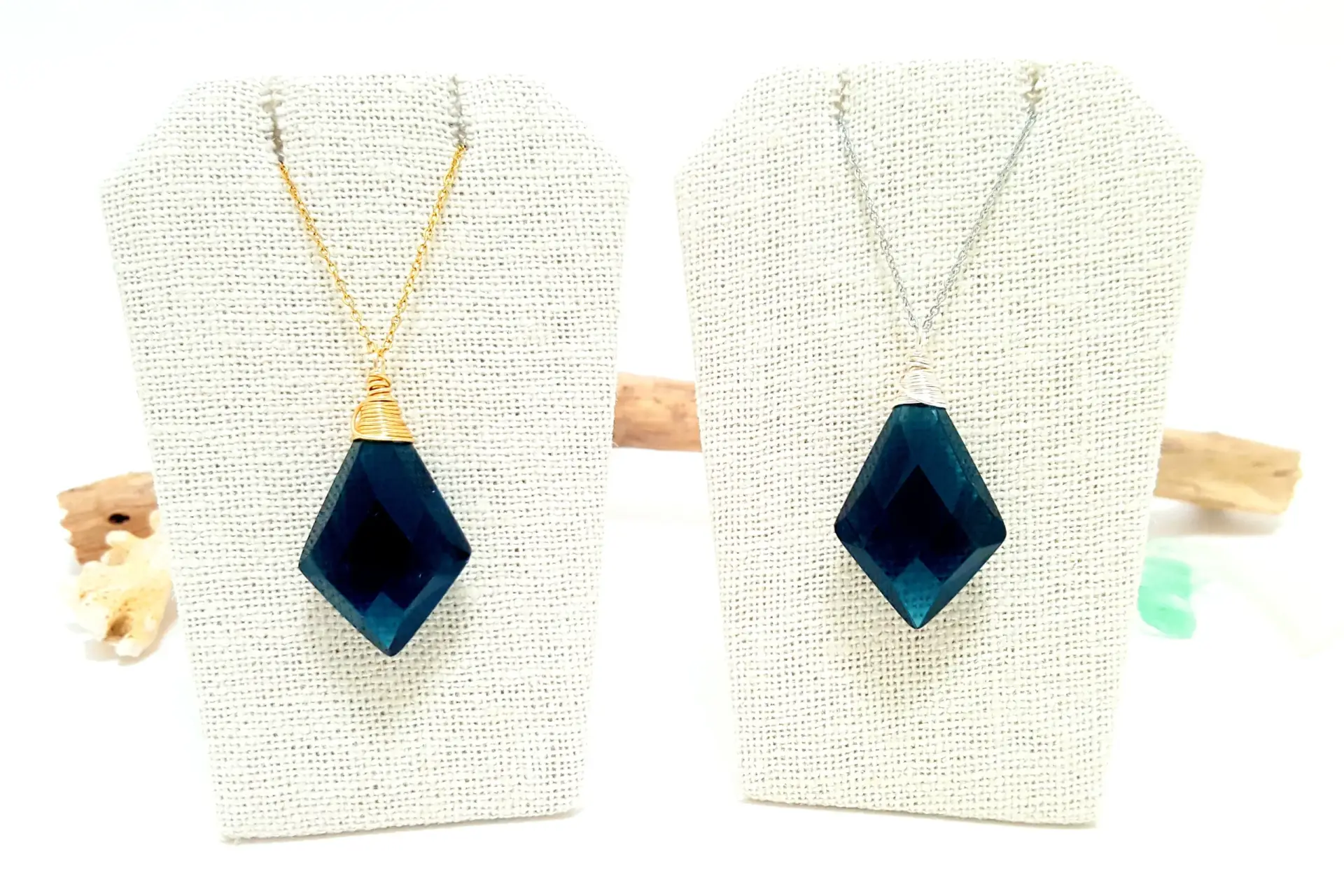 London blue glass rhombus necklace - Image 2