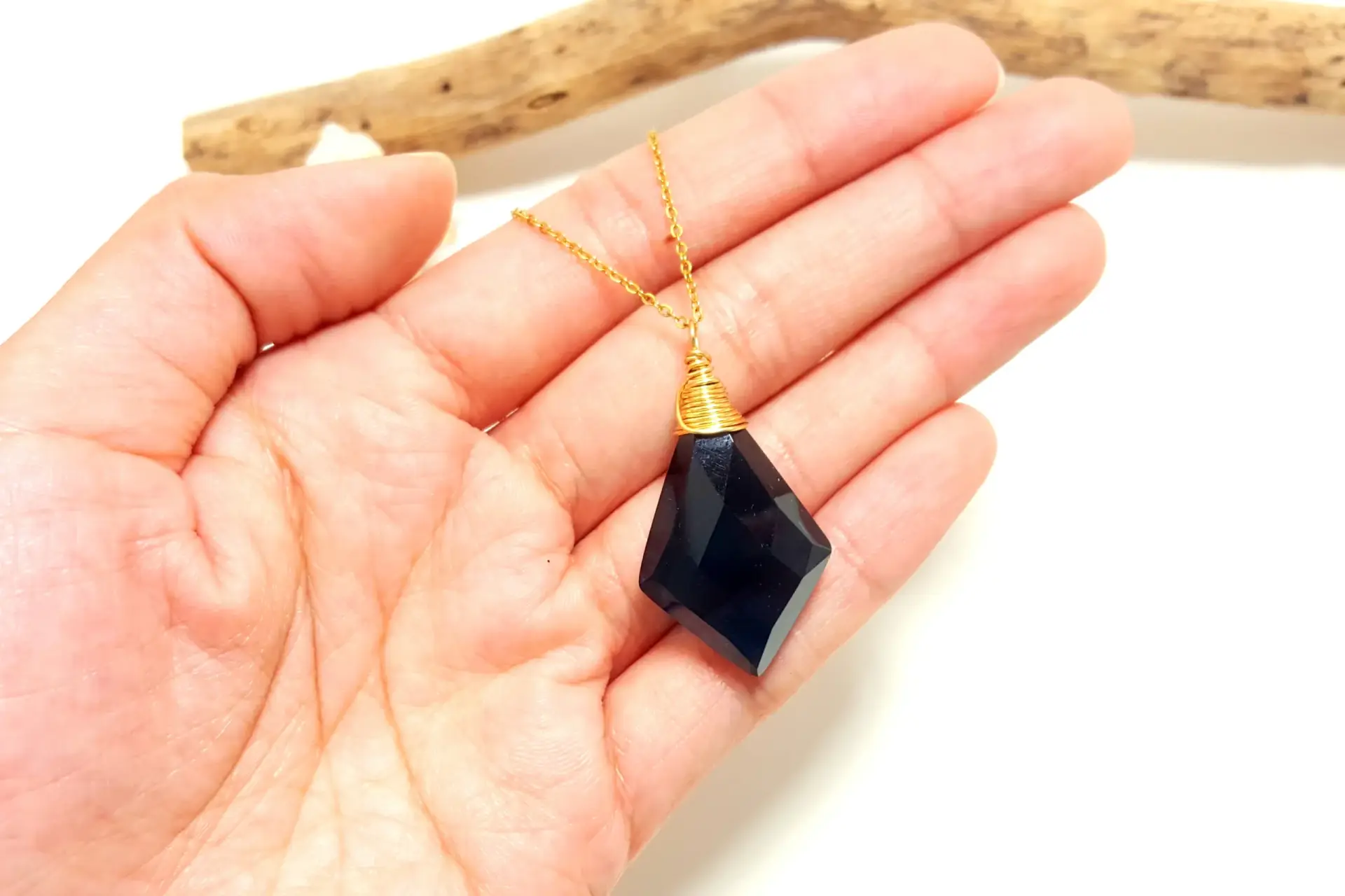 London blue glass rhombus necklace - Image 6