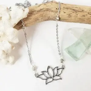 Lotus pyrite yoga necklace